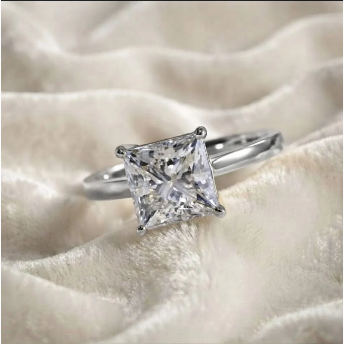 IGI Certified Princess Cut solitaire engagement Ring