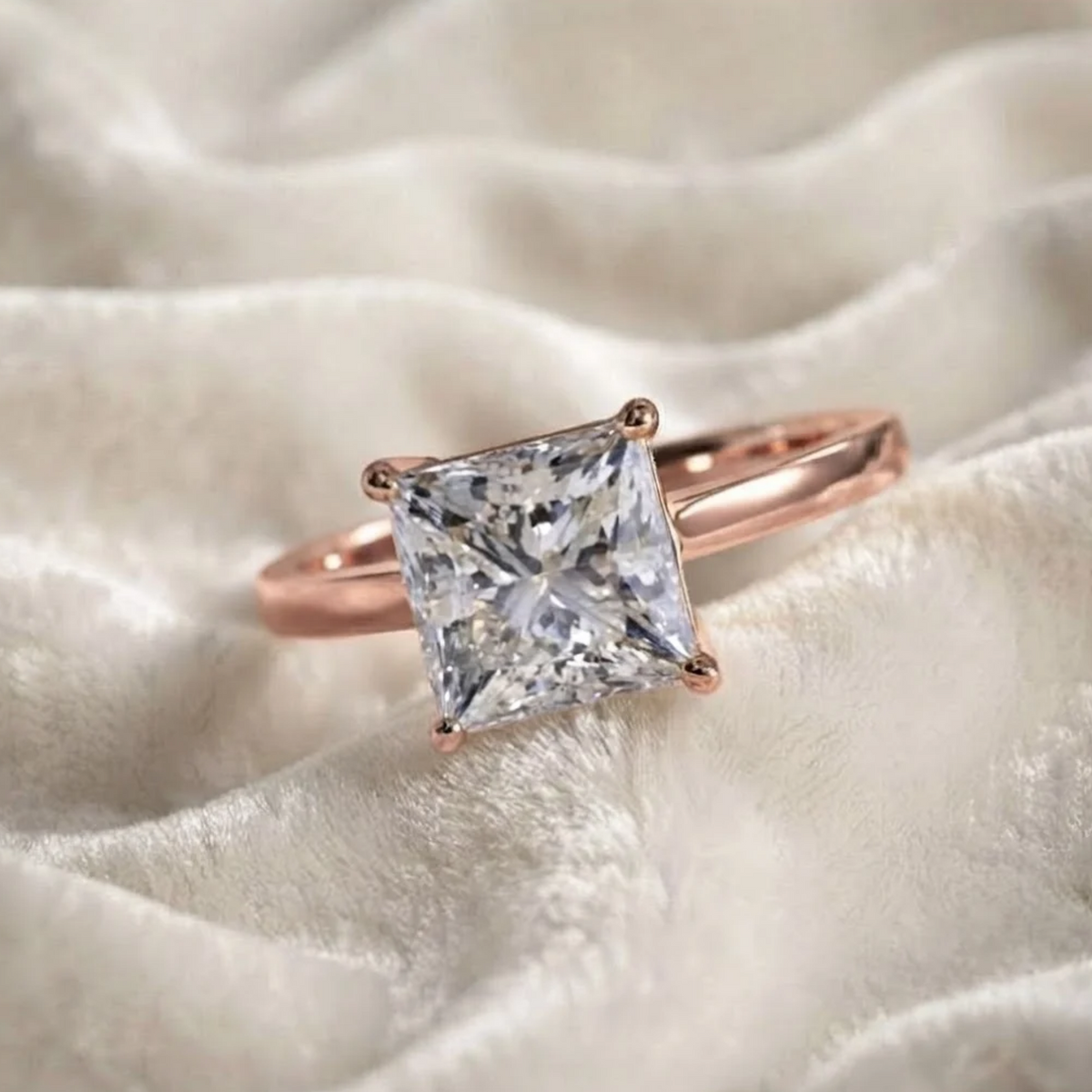 IGI Certified Princess Cut solitaire engagement Ring
