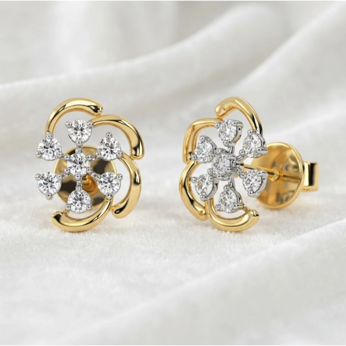 Lab Grown Flower Style For Women Wedding Earrings