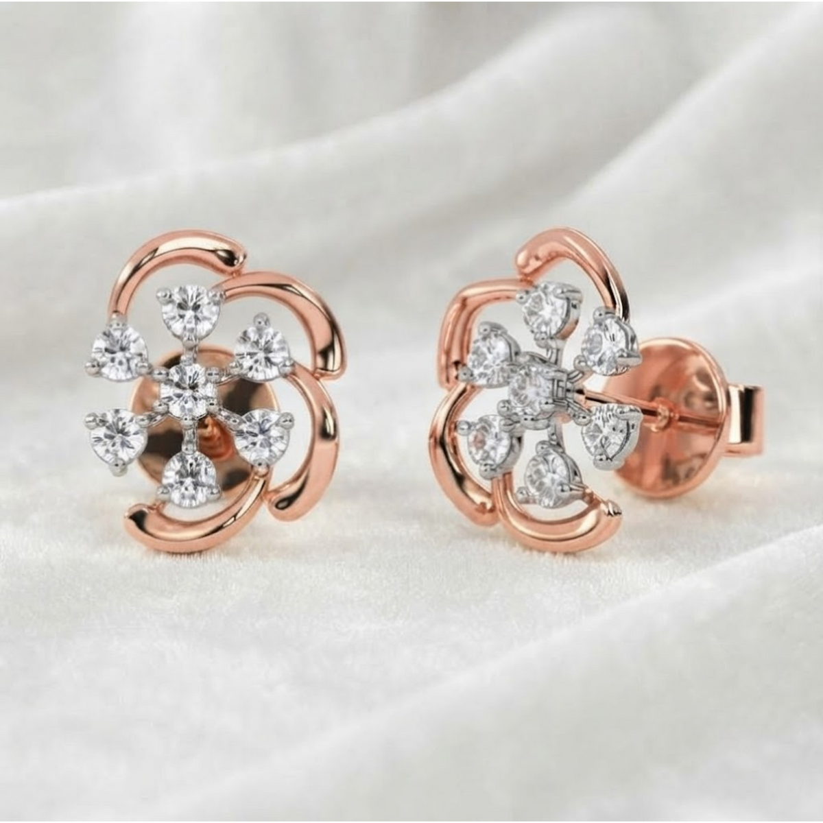 Lab Grown Flower Style For Women Wedding Earrings