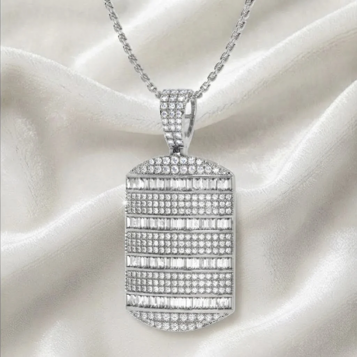 Gold Dog Tag Lab Grown Diamond Pendant for Him