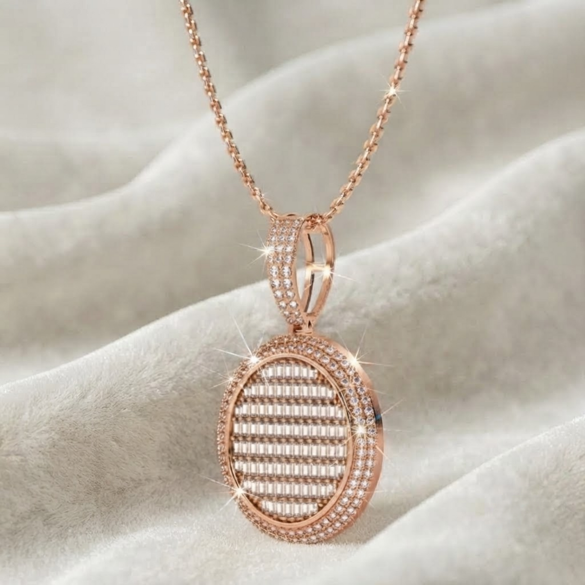 Men's-Women's Iced Blinged Out Round Circle Hip Hop Medallion Pendant