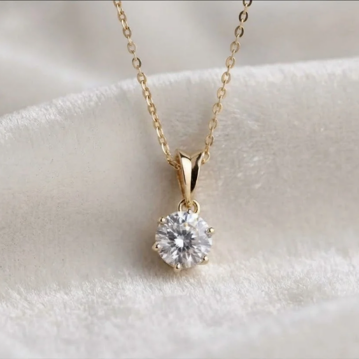 Round Brilliant Diamond Solitaire Prong Set Pendant