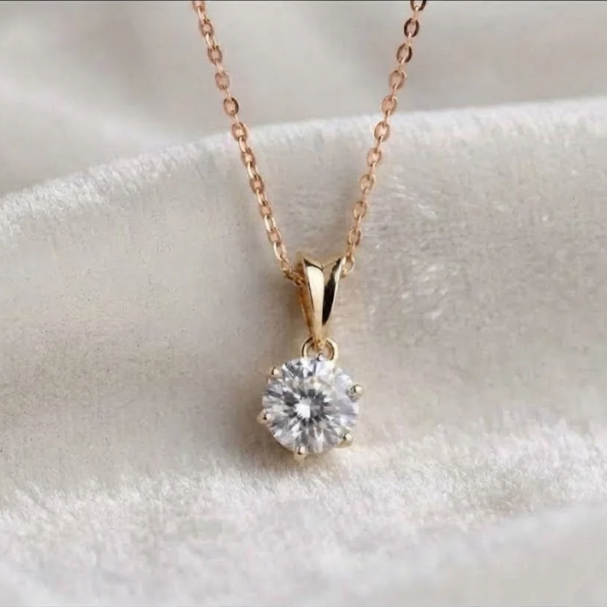 Round Brilliant Diamond Solitaire Prong Set Pendant