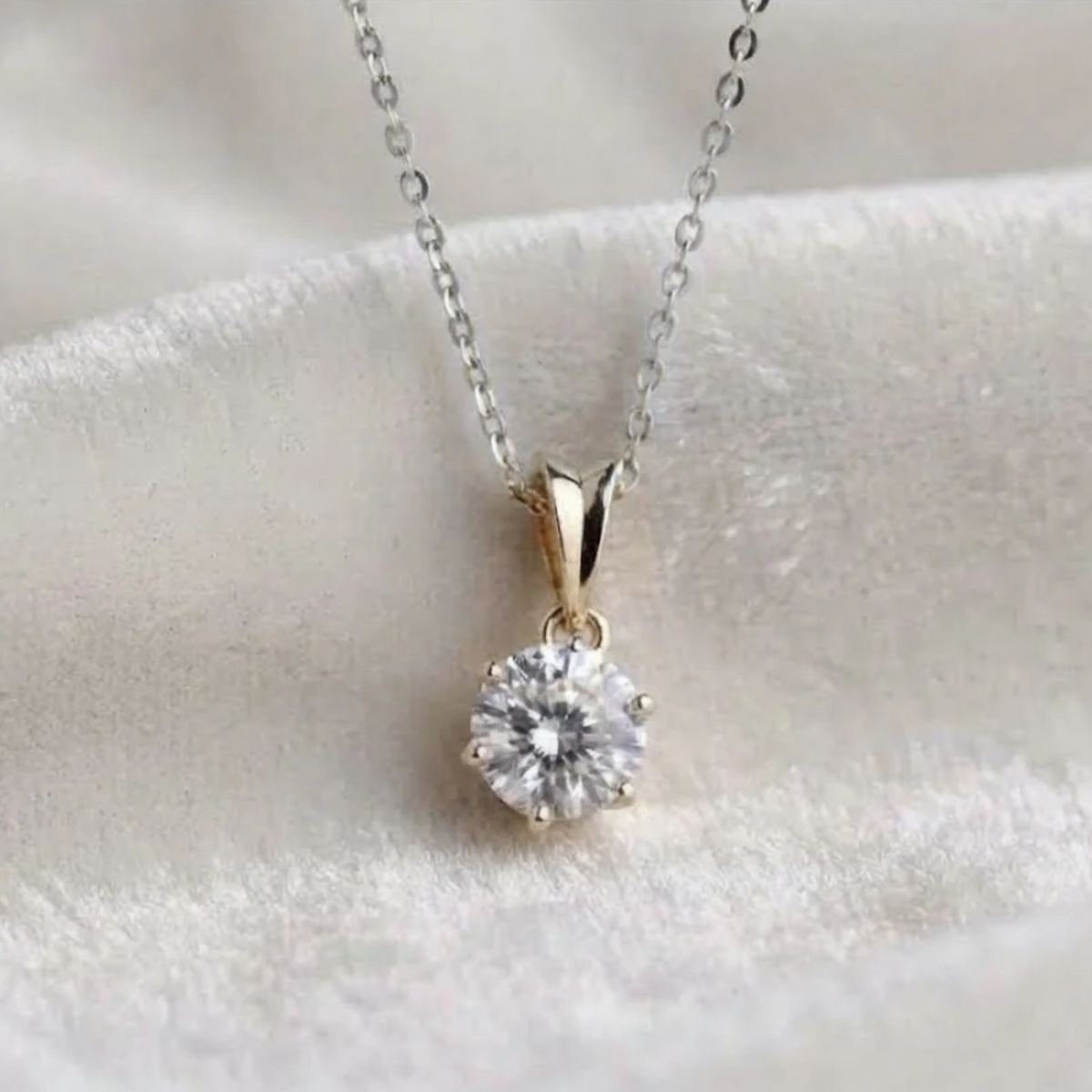 Round Brilliant Diamond Solitaire Prong Set Pendant