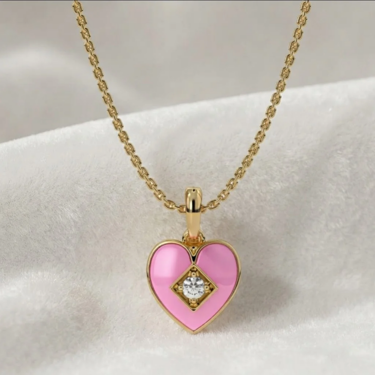 Turquoise Heart Pendant Necklace Lab Grown Round Diamond