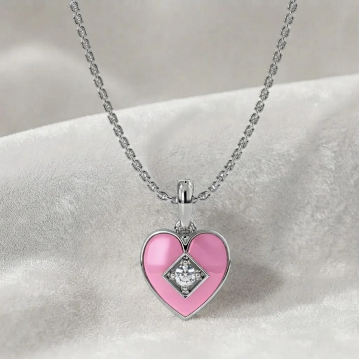 Turquoise Heart Pendant Necklace Lab Grown Round Diamond