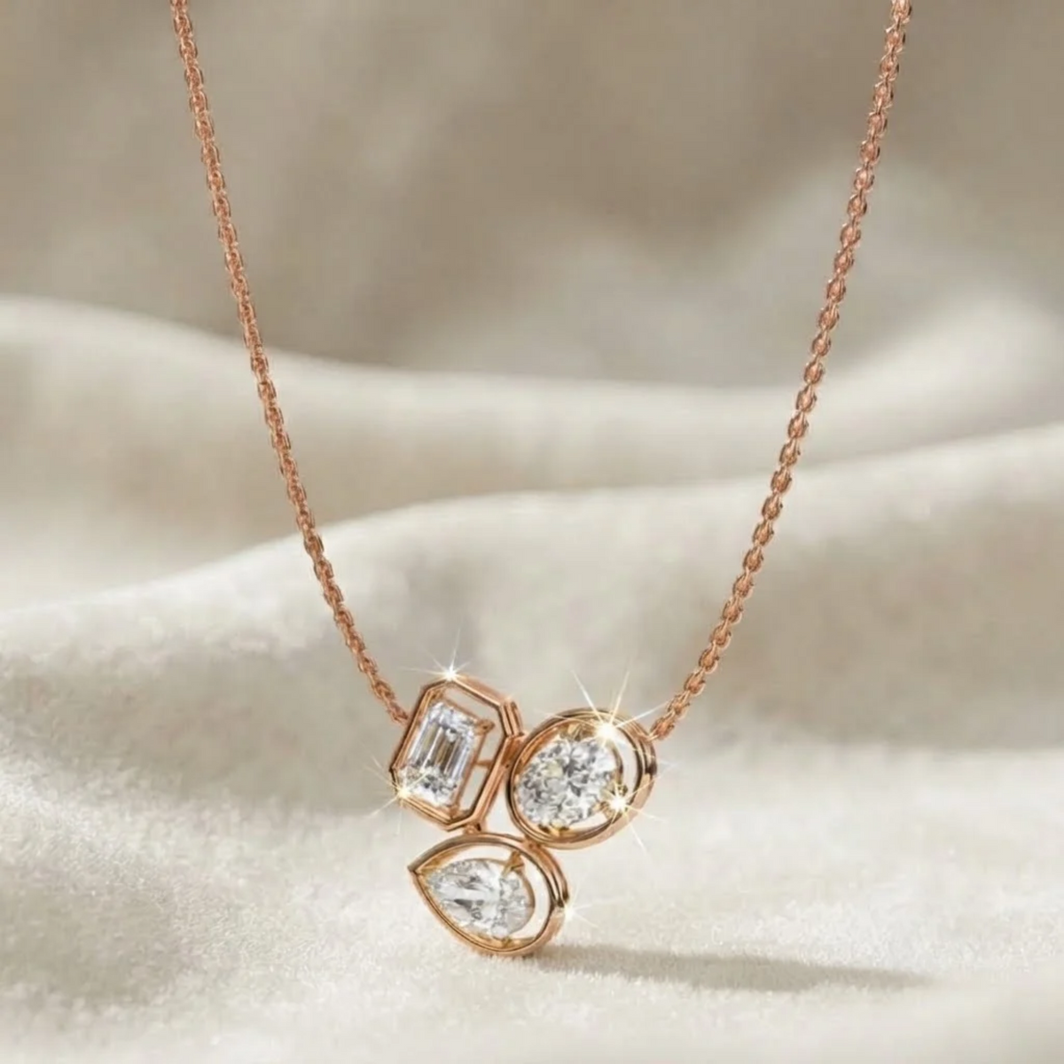 Three Stone Lab Grown Necklace