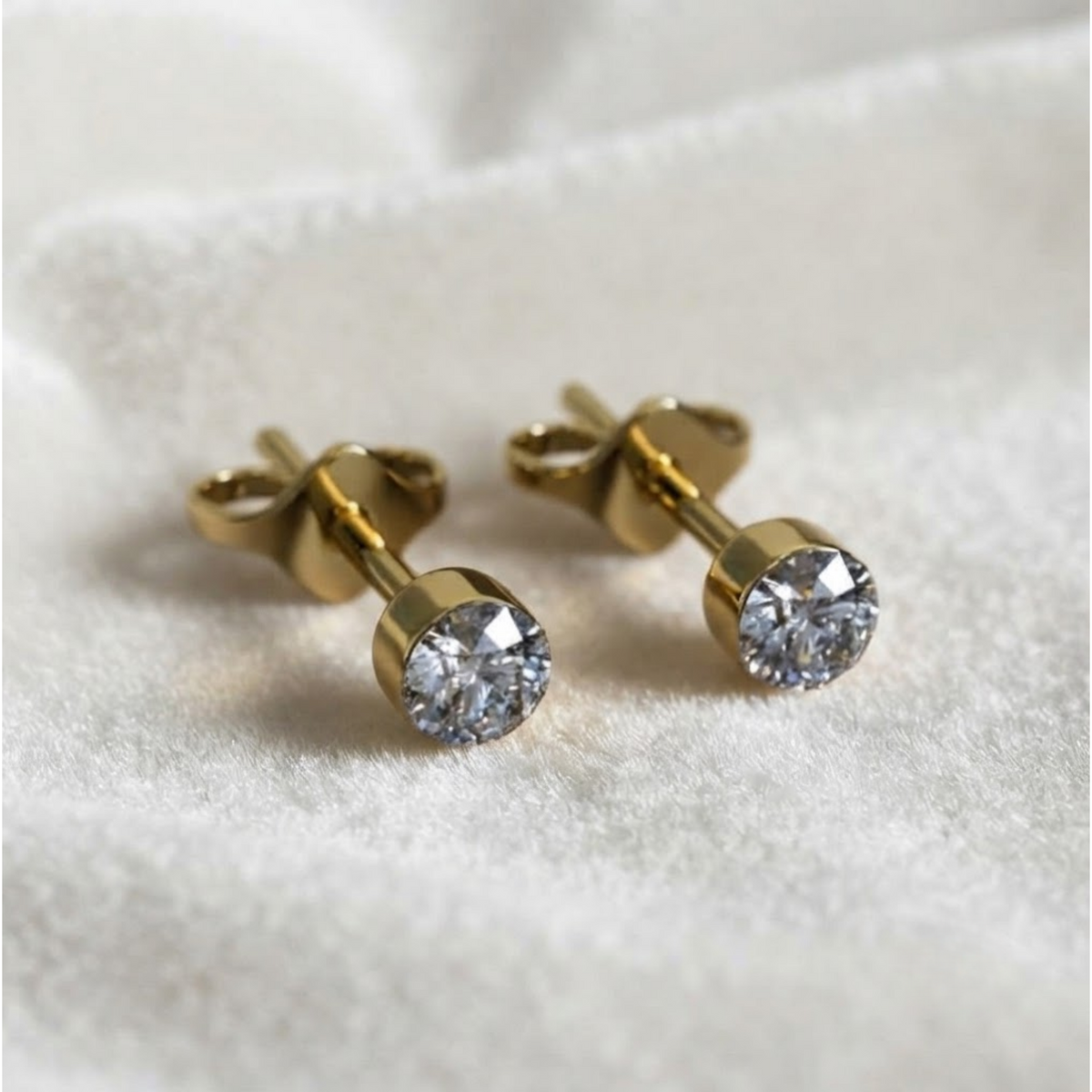 Diamond Bezel Studs Second Hold Stud Diamond Earrings