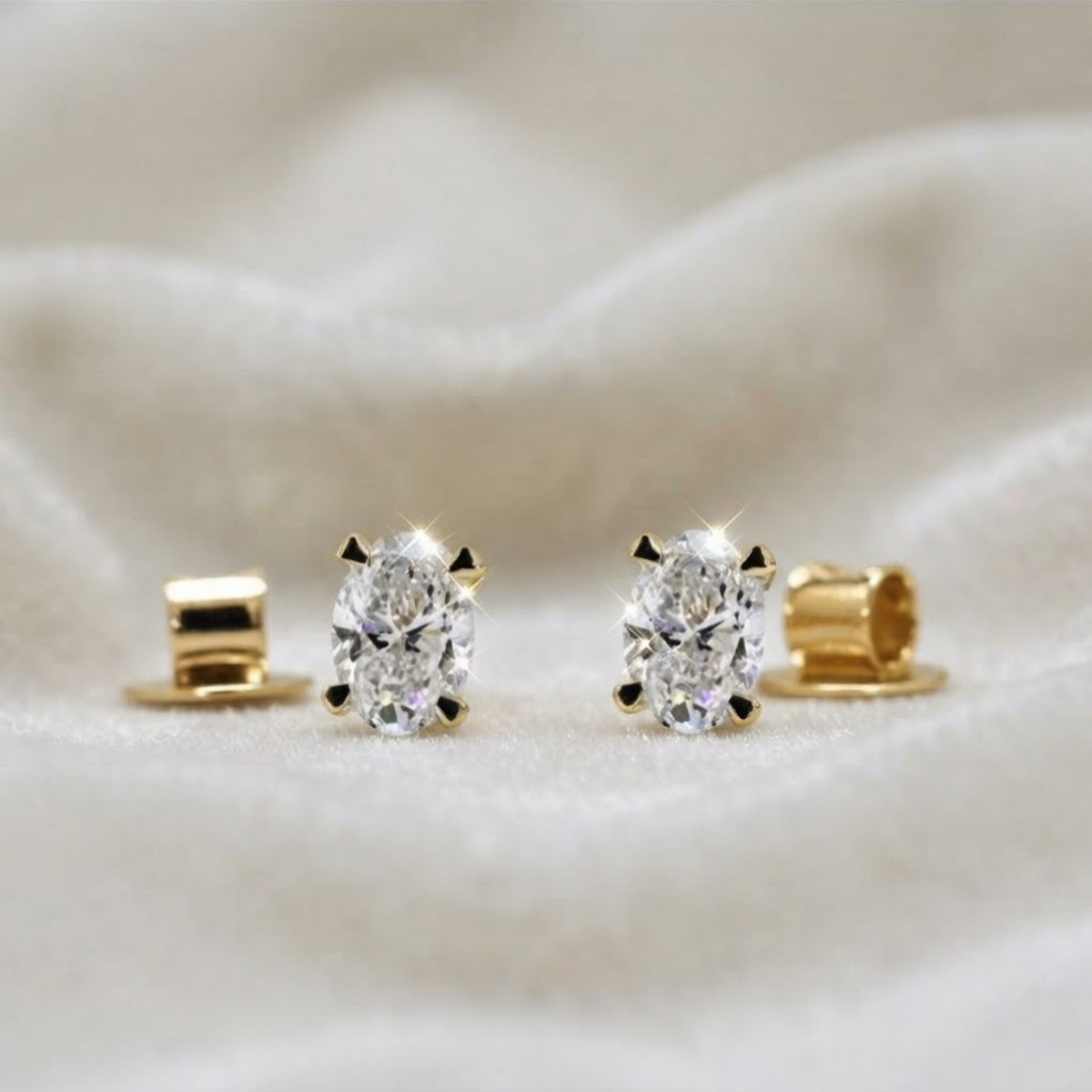 Oval Cut Lab Grown Diamond Stud Earrings