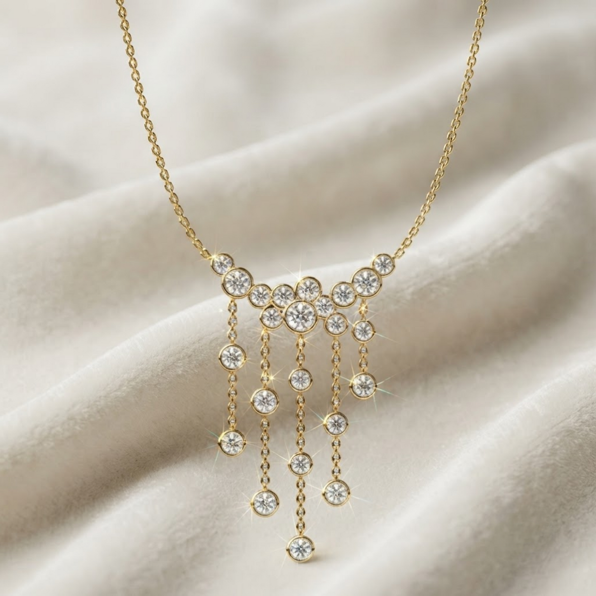 Gold Bezel Lariat Necklace