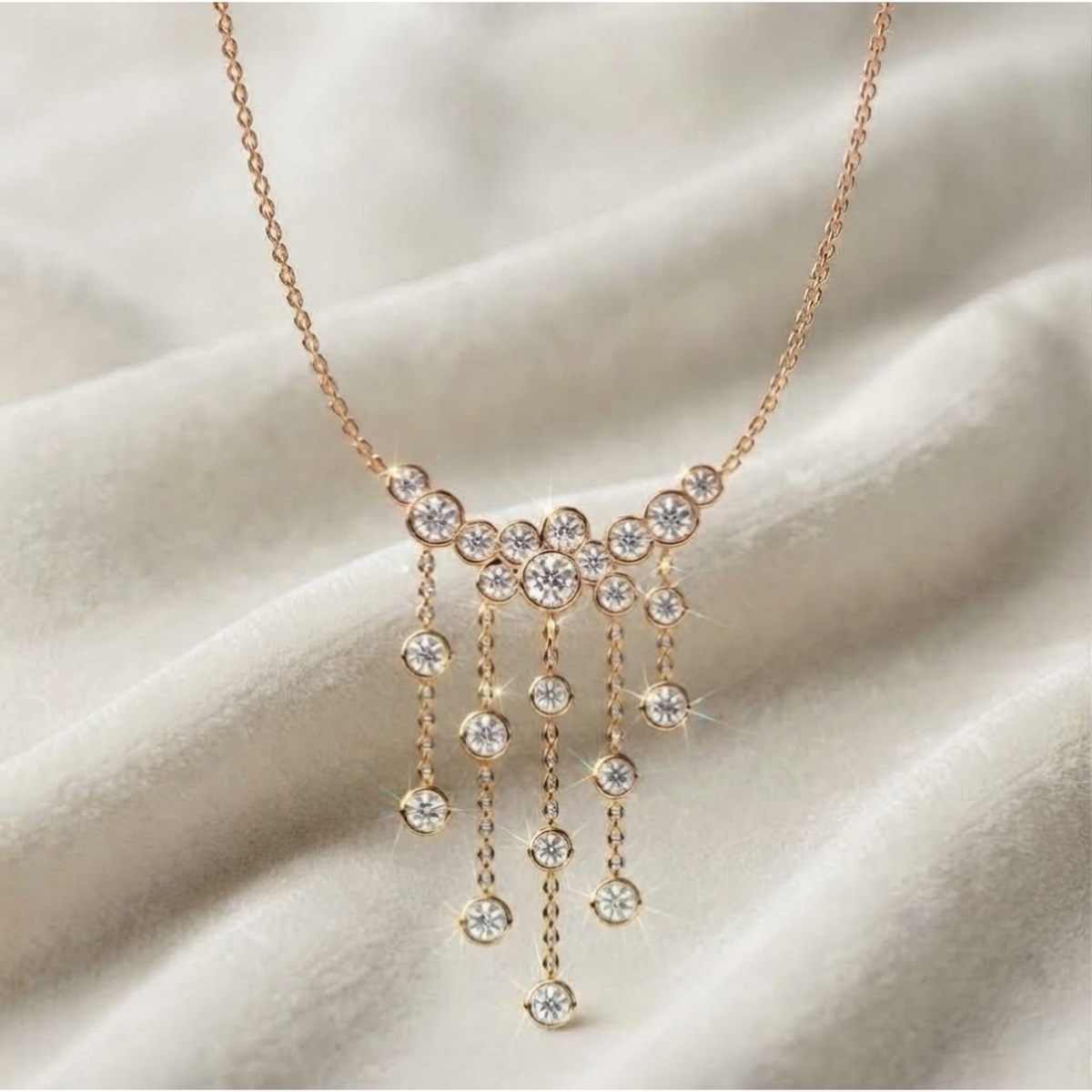 Gold Bezel Lariat Necklace