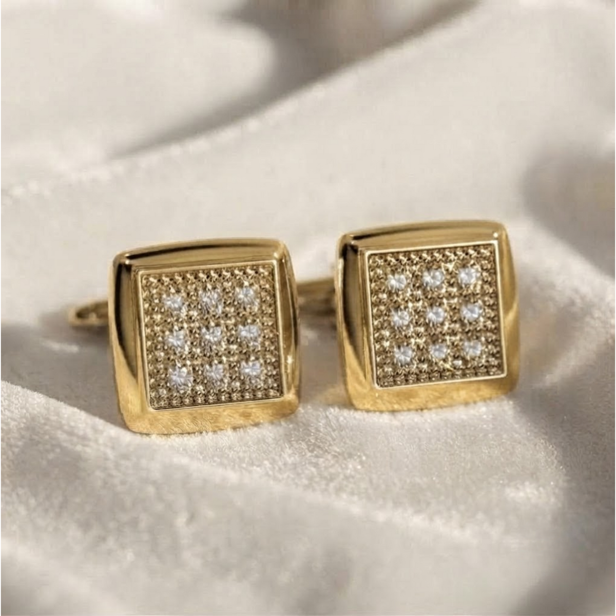 Gold and Diamonds Square Earrings For Women