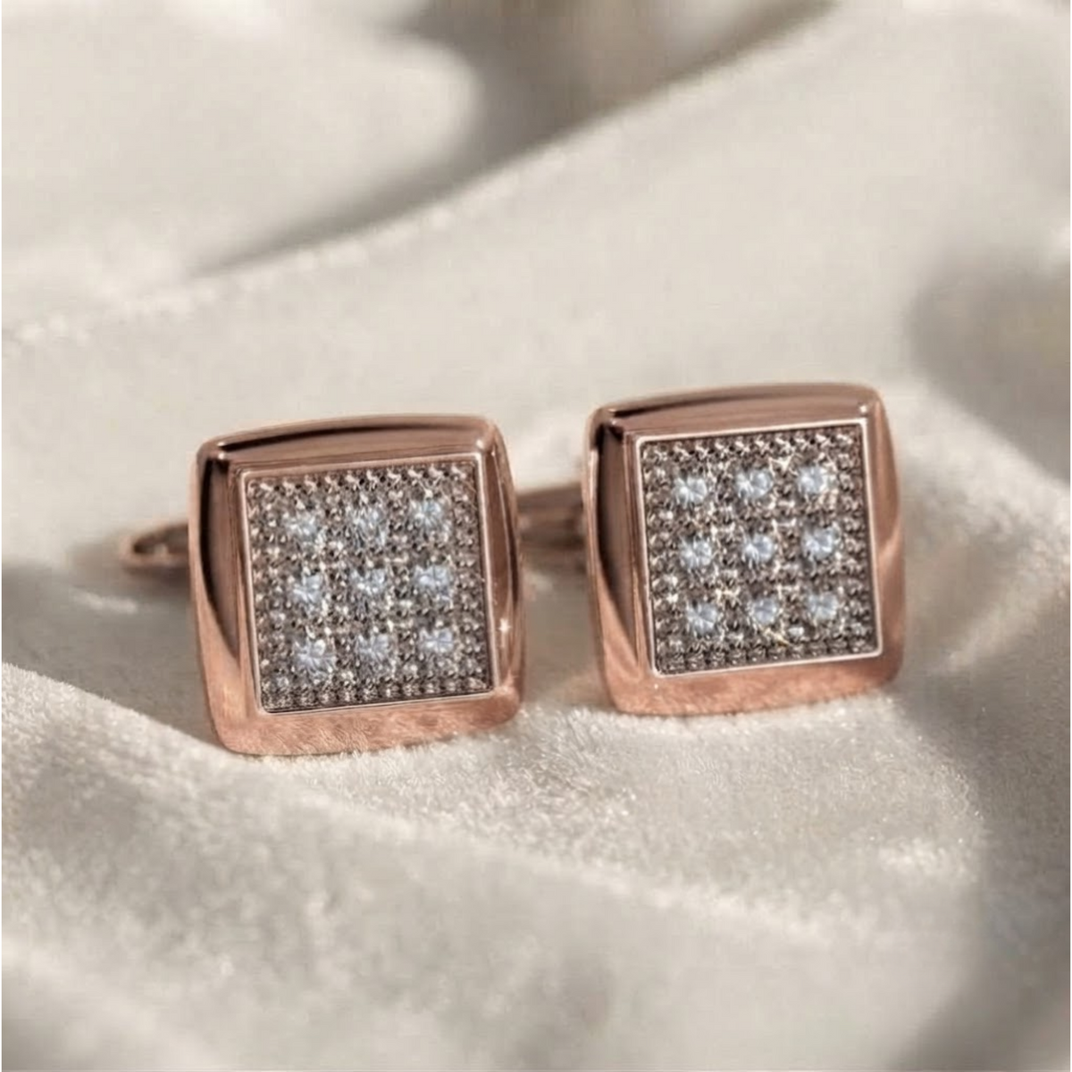 Gold and Diamonds Square Earrings For Women