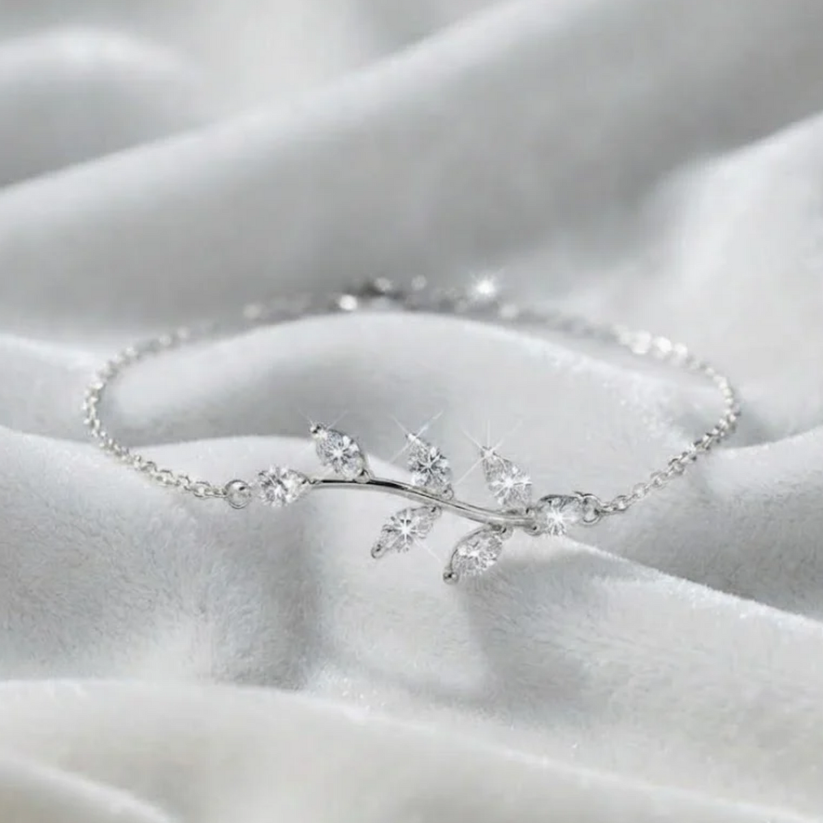 Lab Grown Diamond Dainty Leaf Bracelet