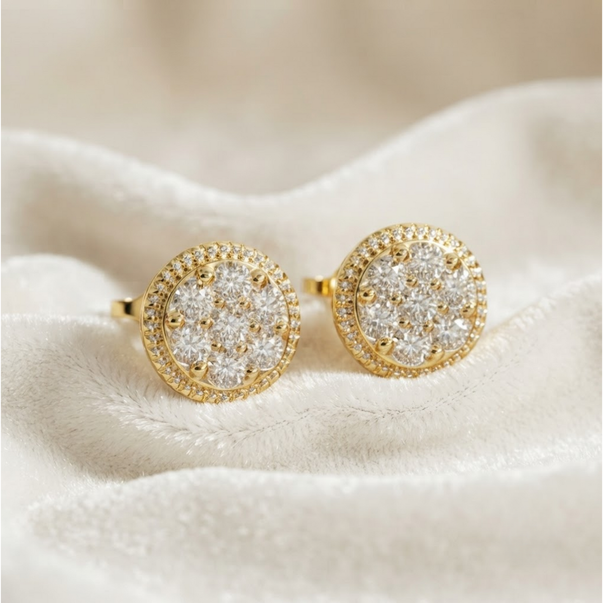 Gold Cluster Stud Earrings