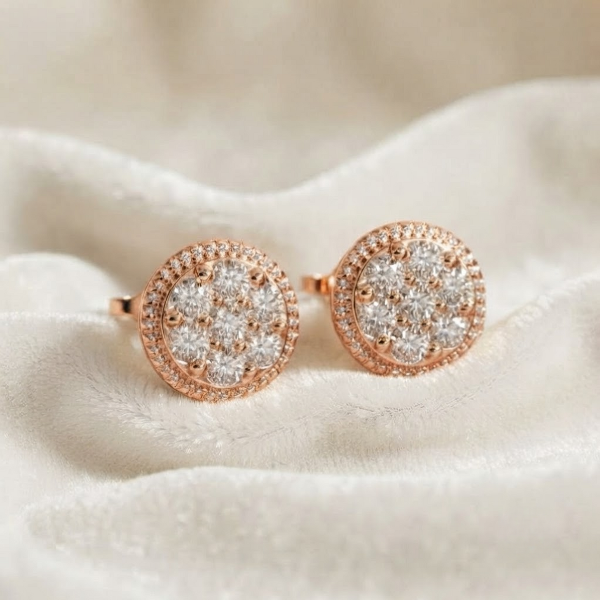 Gold Cluster Stud Earrings