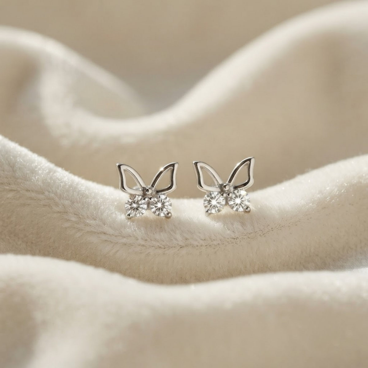 Lab Grown Diamond Butterfly Ball Stud Earrings