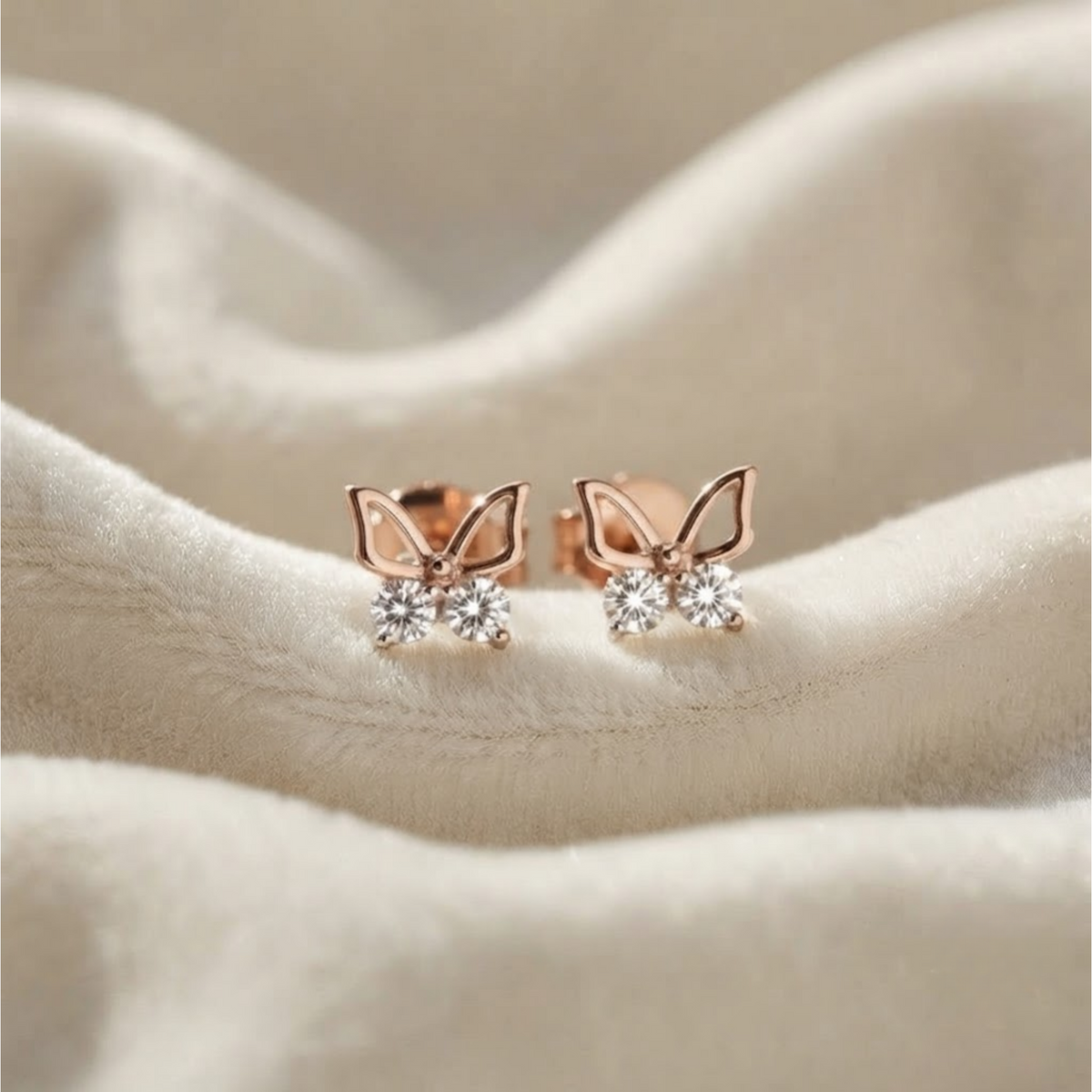 Lab Grown Diamond Butterfly Ball Stud Earrings