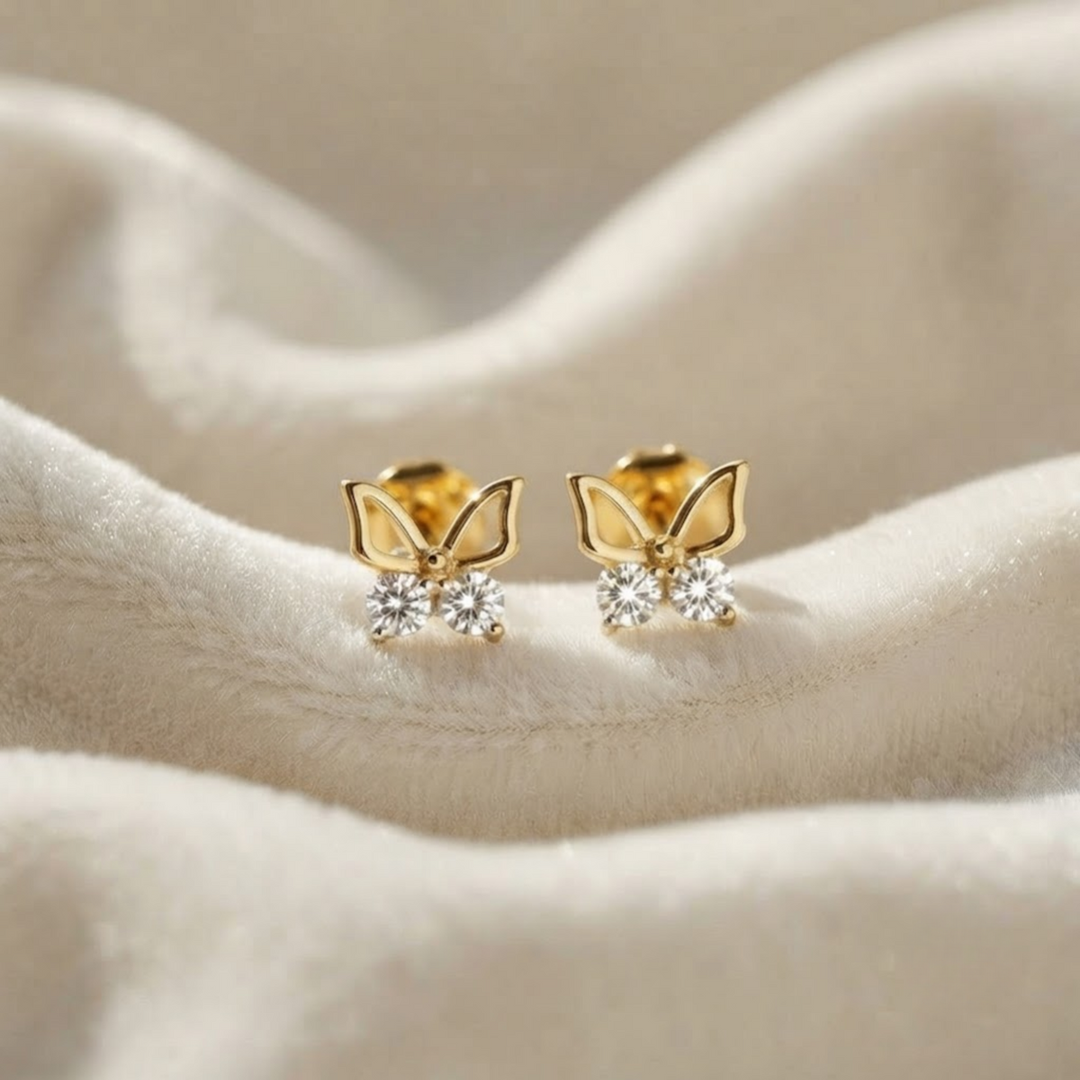 Lab Grown Diamond Butterfly Ball Stud Earrings