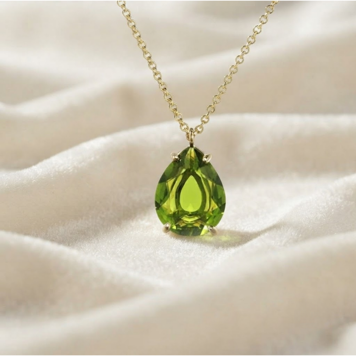 Peridot Pendant Green Peridot Teardrop Necklace