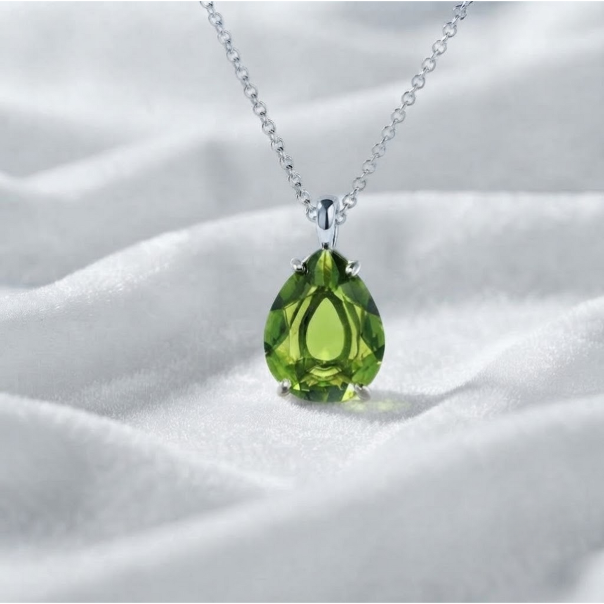 Peridot Pendant Green Peridot Teardrop Necklace