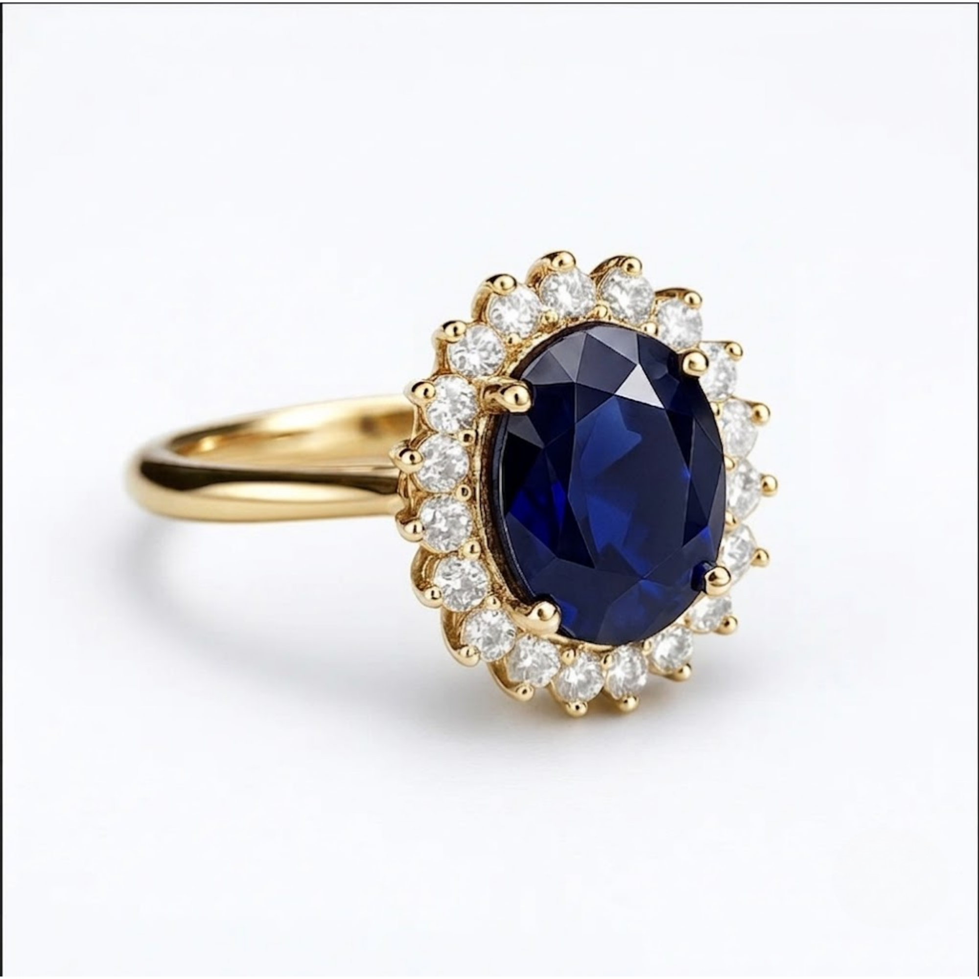 Lab Grown Royal Blue Sapphire Ring