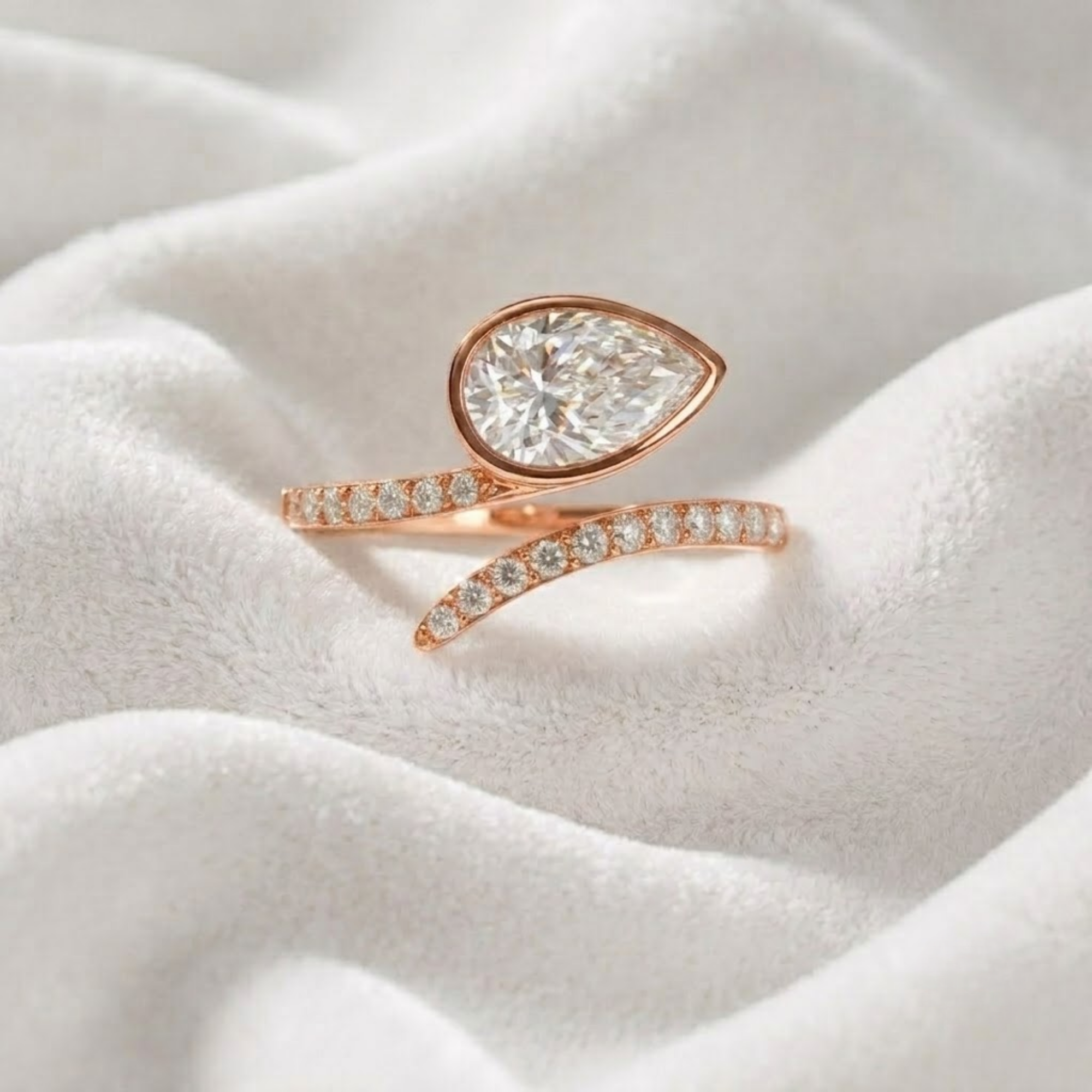 14K Gold Pear Shape Lab Grown Diamond Engagement Ring