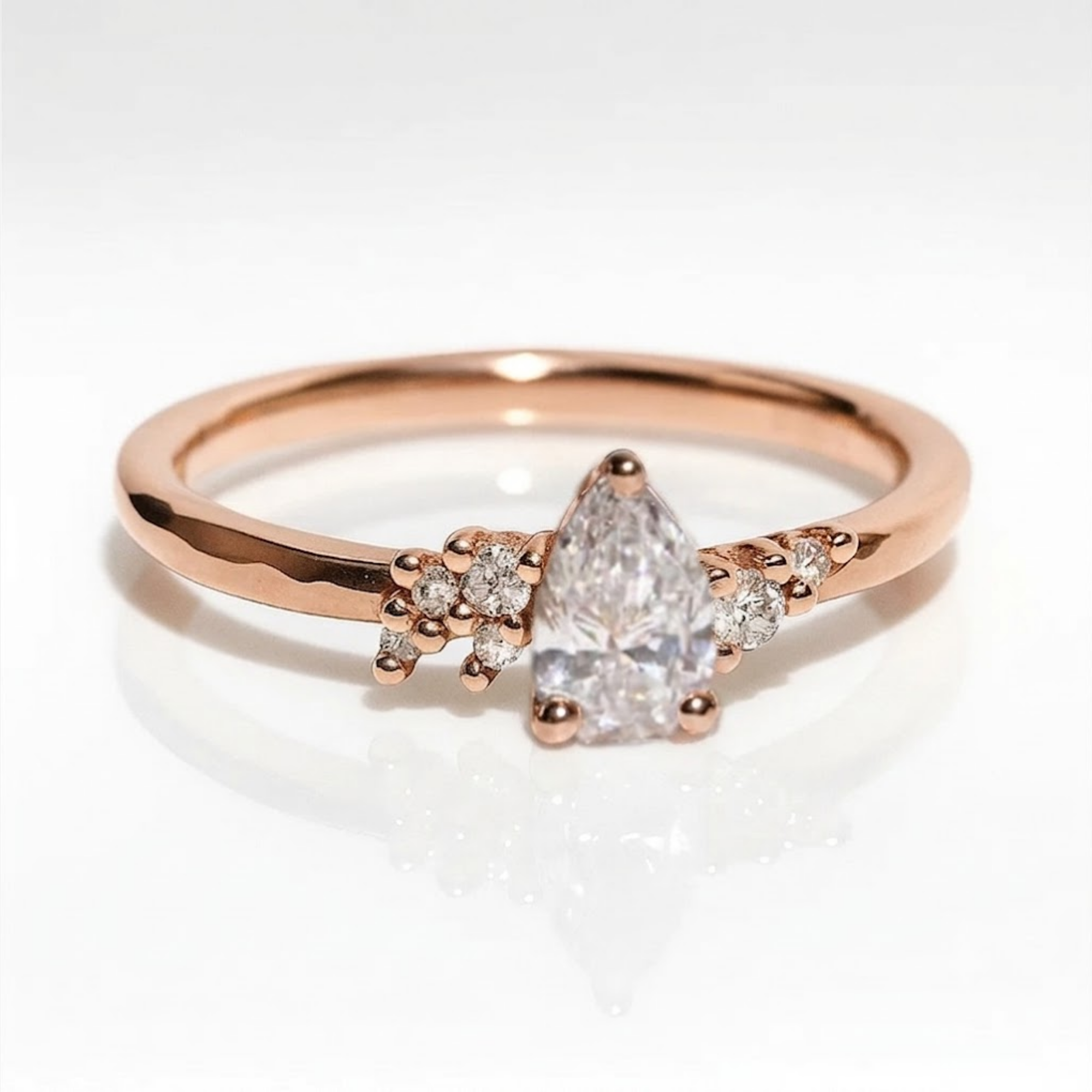 Round Accents Pear Ring
