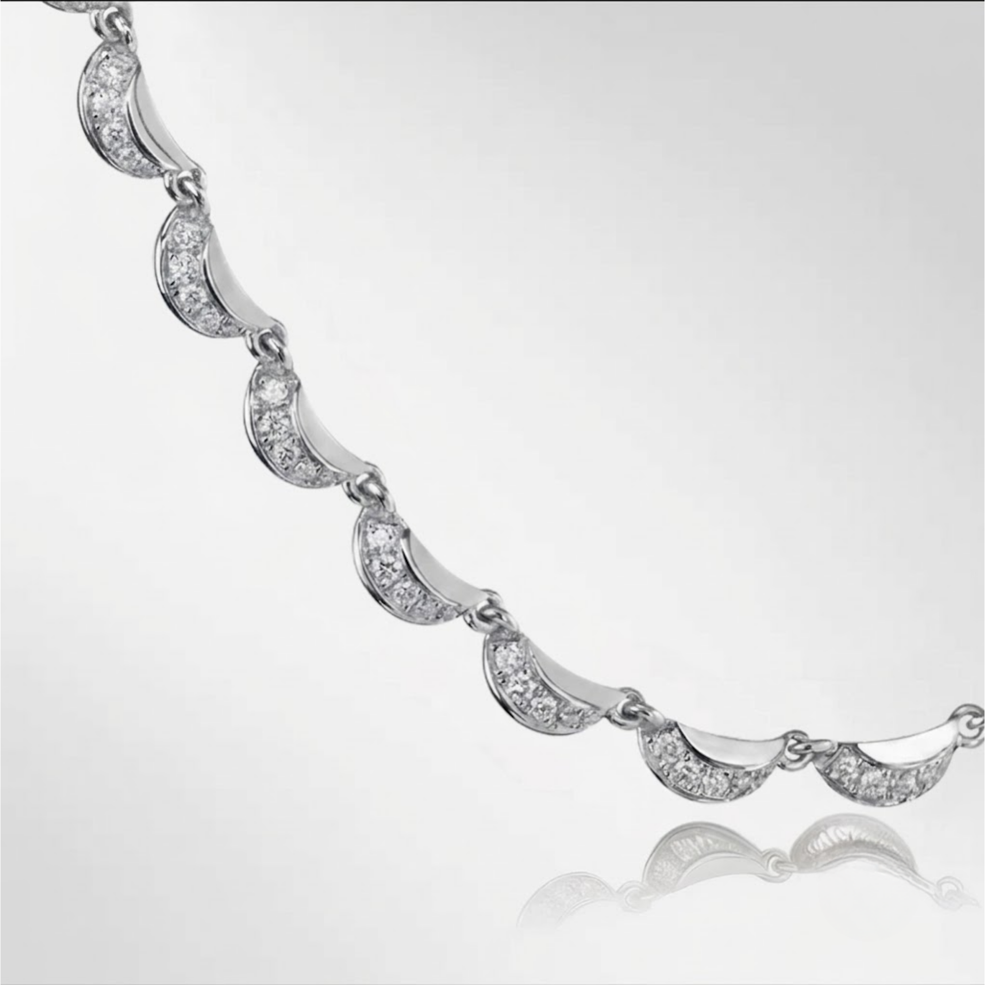 Diamond Crescent Moon Linked Choker