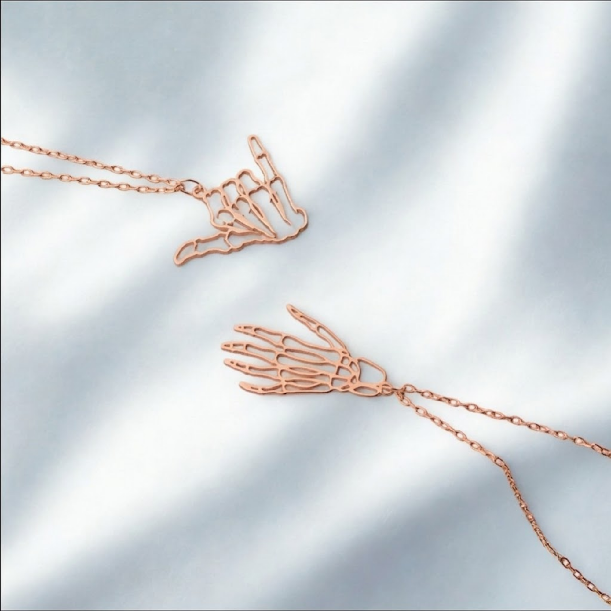 Skeleton Necklace, Hand Signs, Hand Pendant