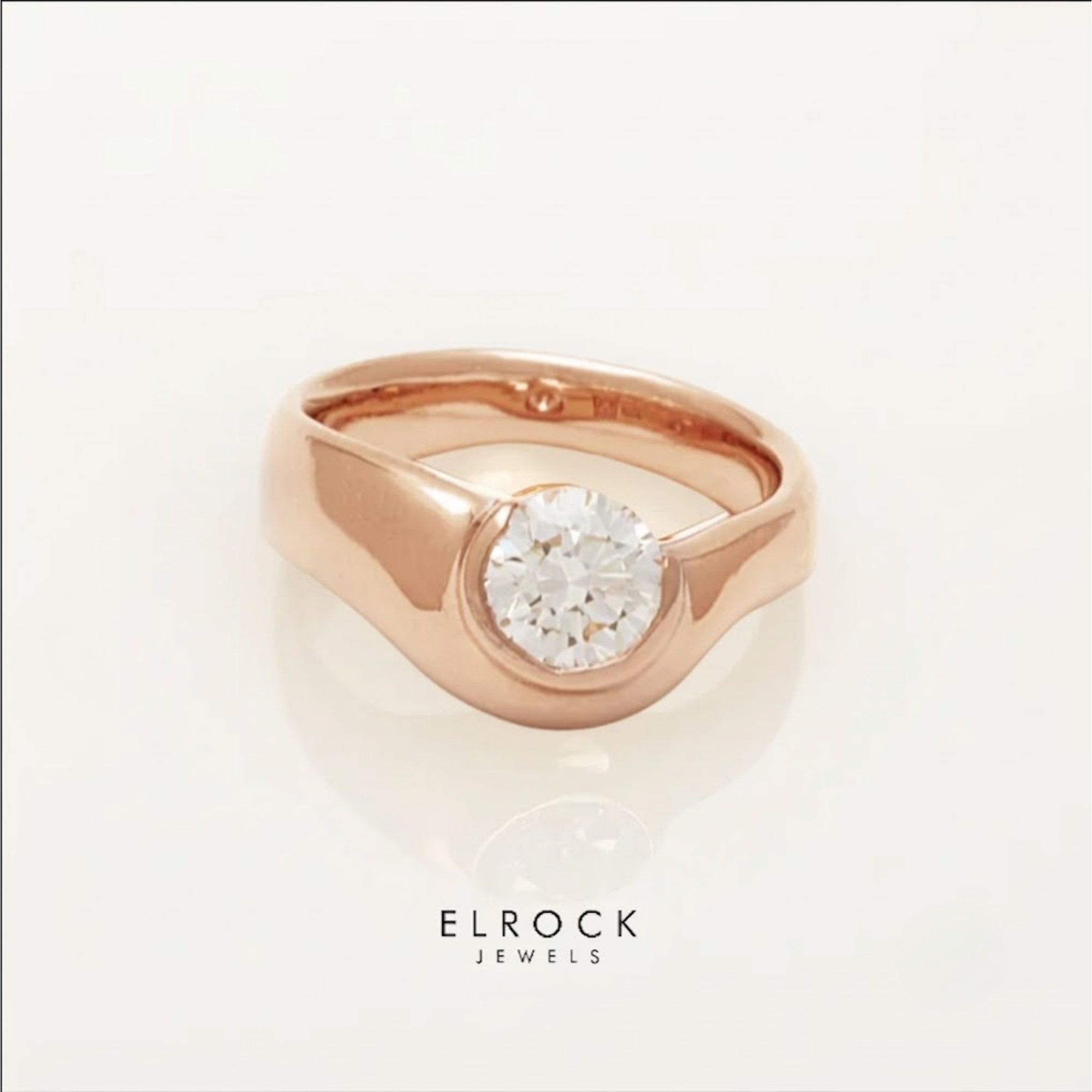 Signet Band Round Diamond Promise Ring
