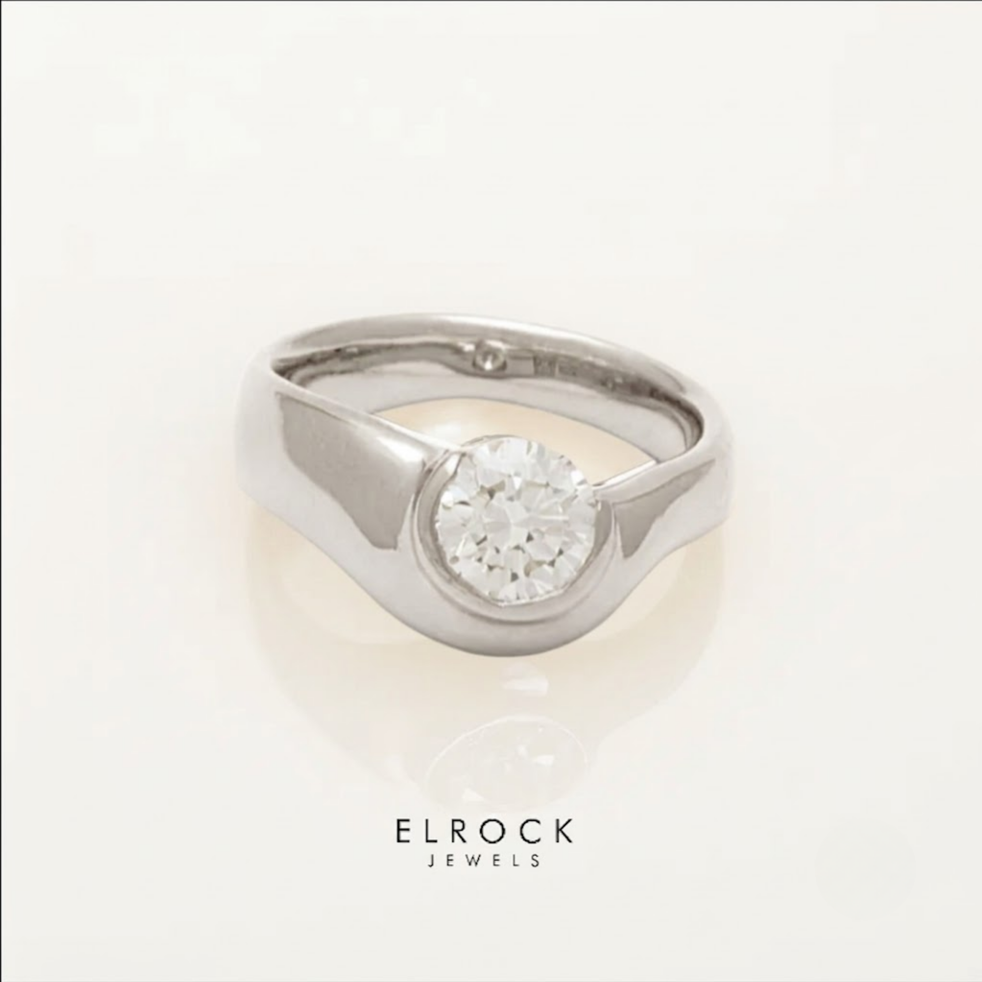 Signet Band Round Diamond Promise Ring