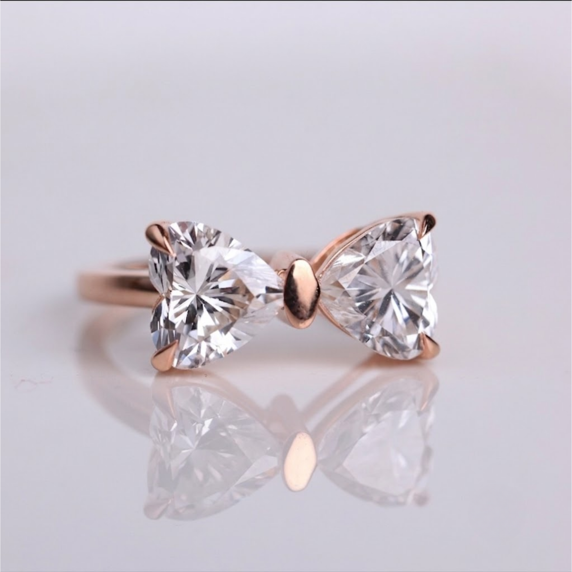 Heart Shape Lab Grown Amazing Bow Diamond Ring