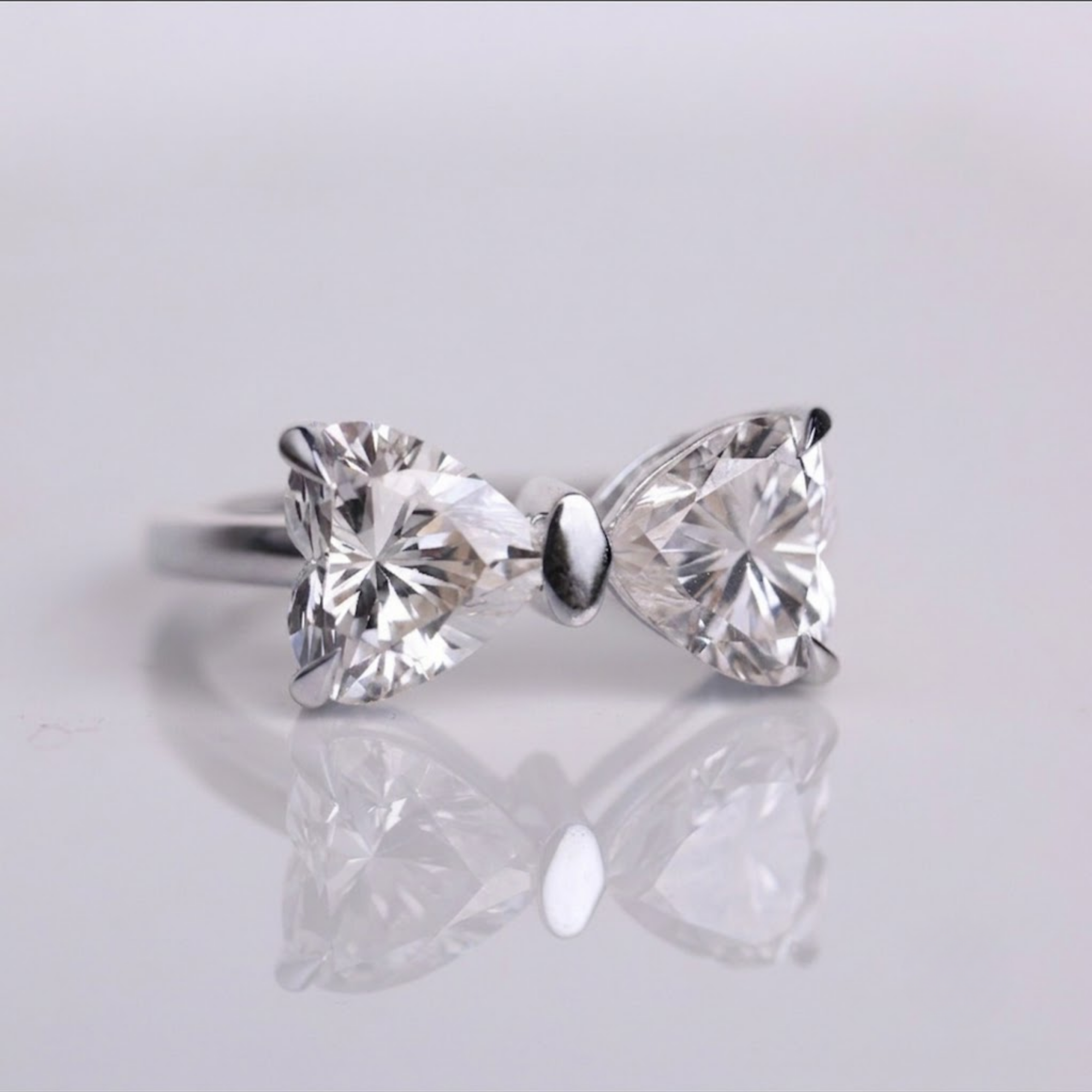Heart Shape Lab Grown Amazing Bow Diamond Ring