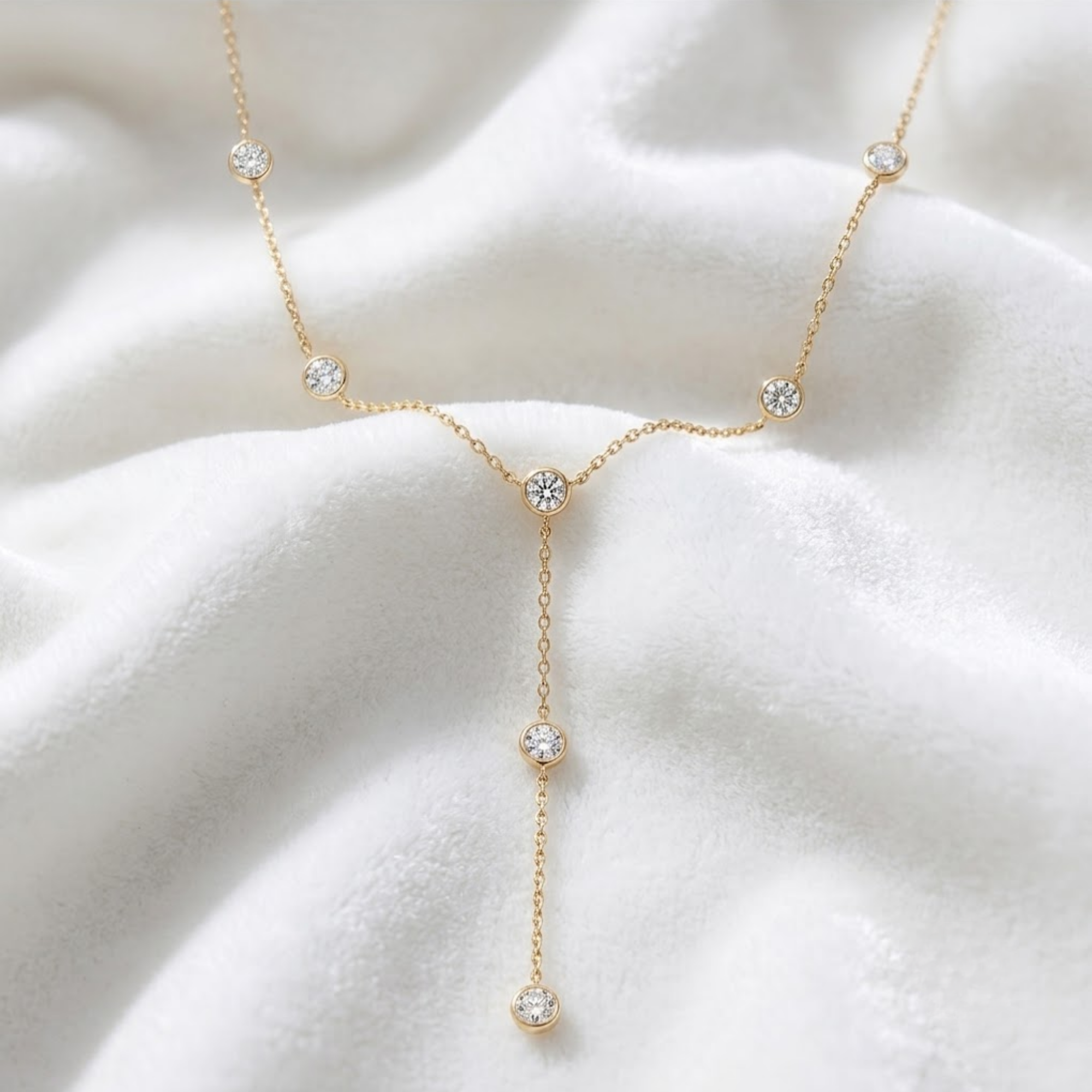 Bezel Drop Chain, Diamond Y Necklace