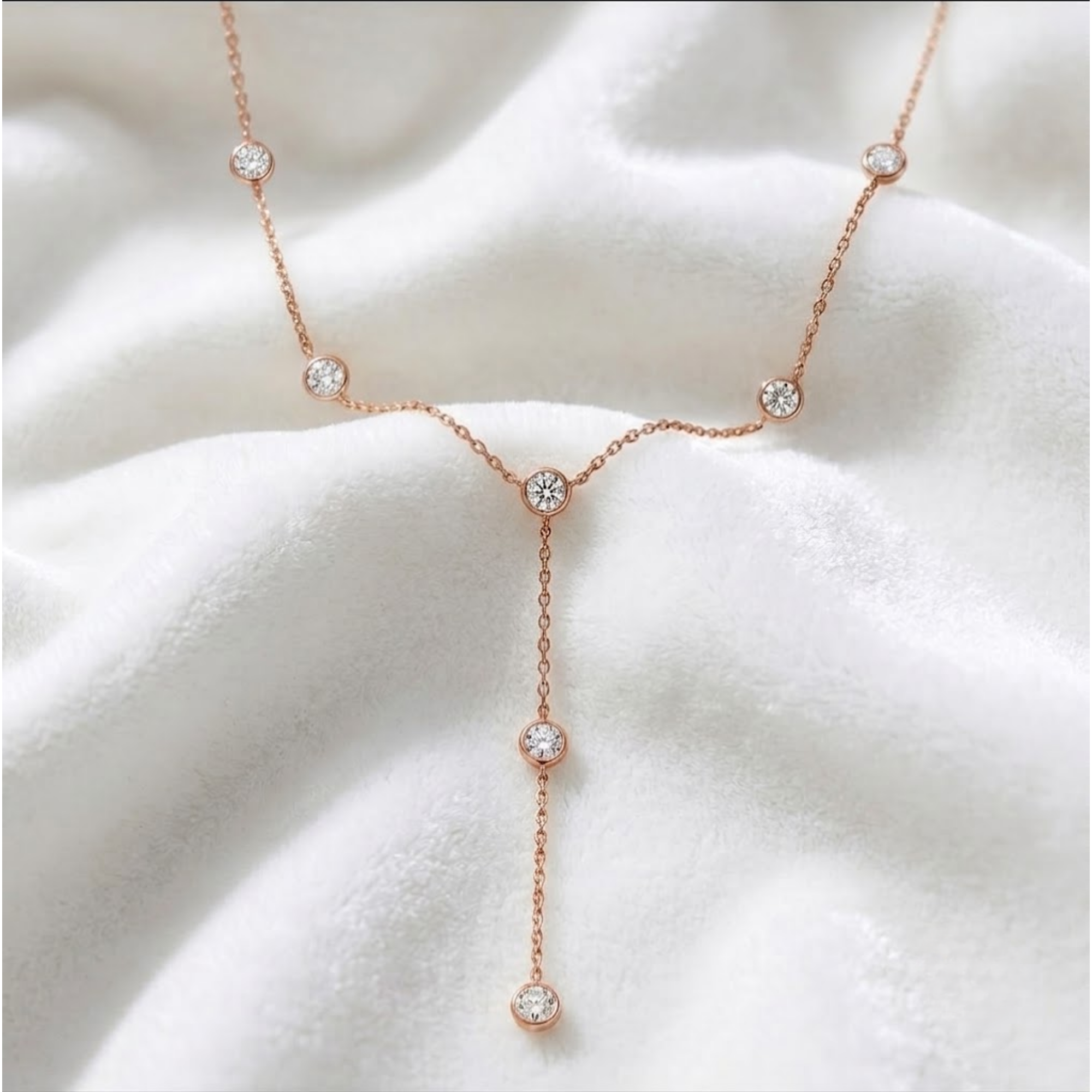Bezel Drop Chain, Diamond Y Necklace