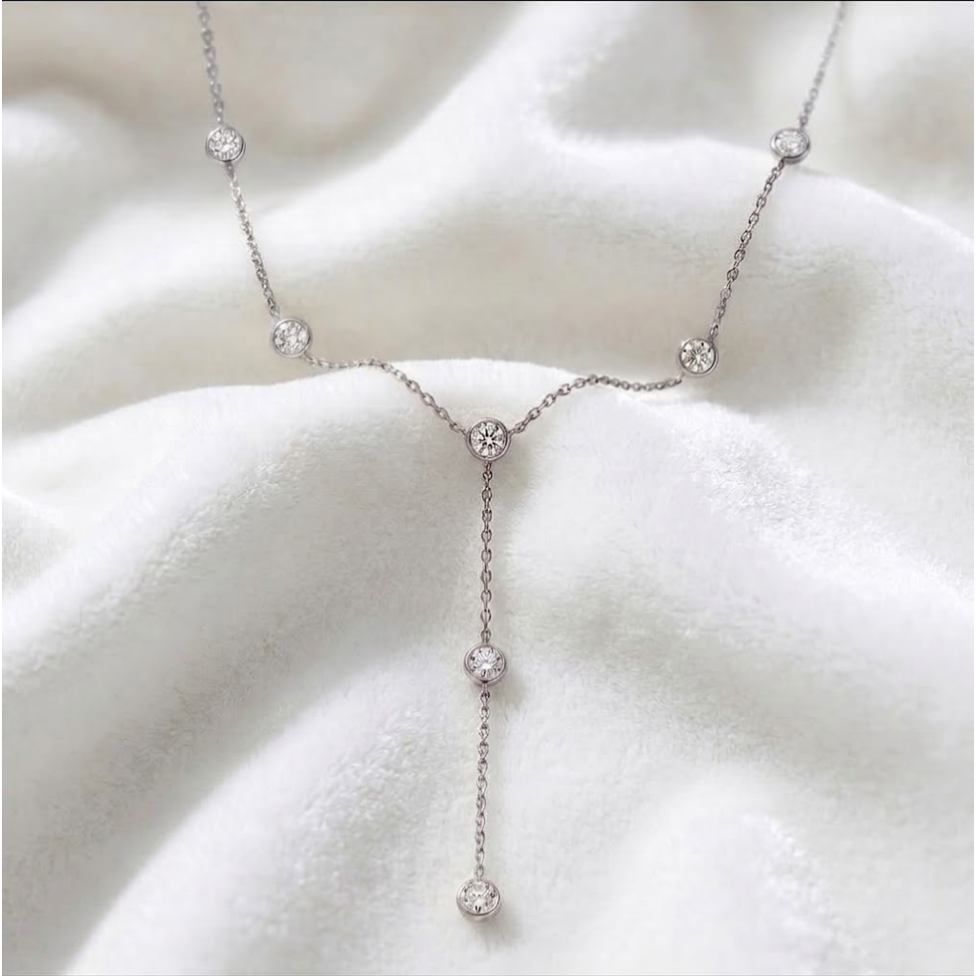 Bezel Drop Chain, Diamond Y Necklace