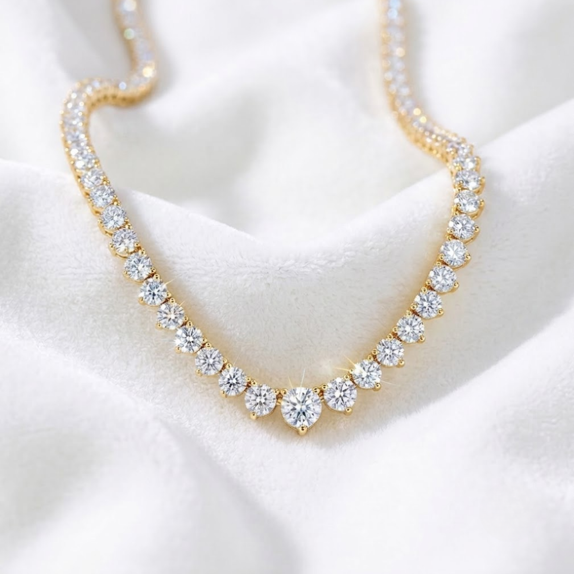 Handmade Round Prong Tennis Necklace