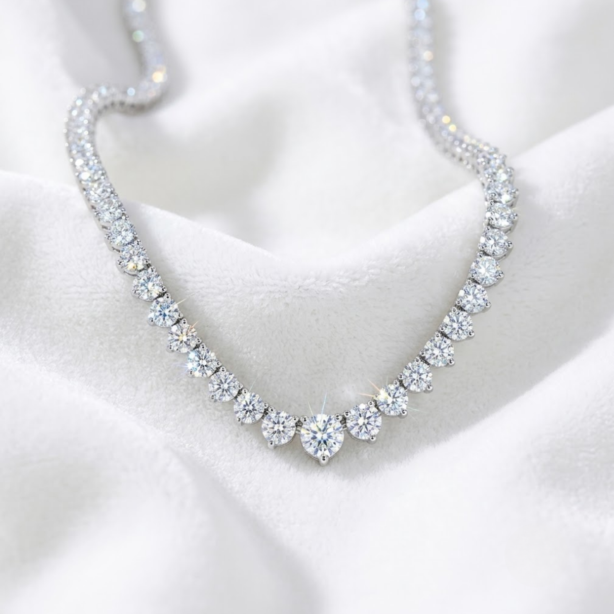 Handmade Round Prong Tennis Necklace