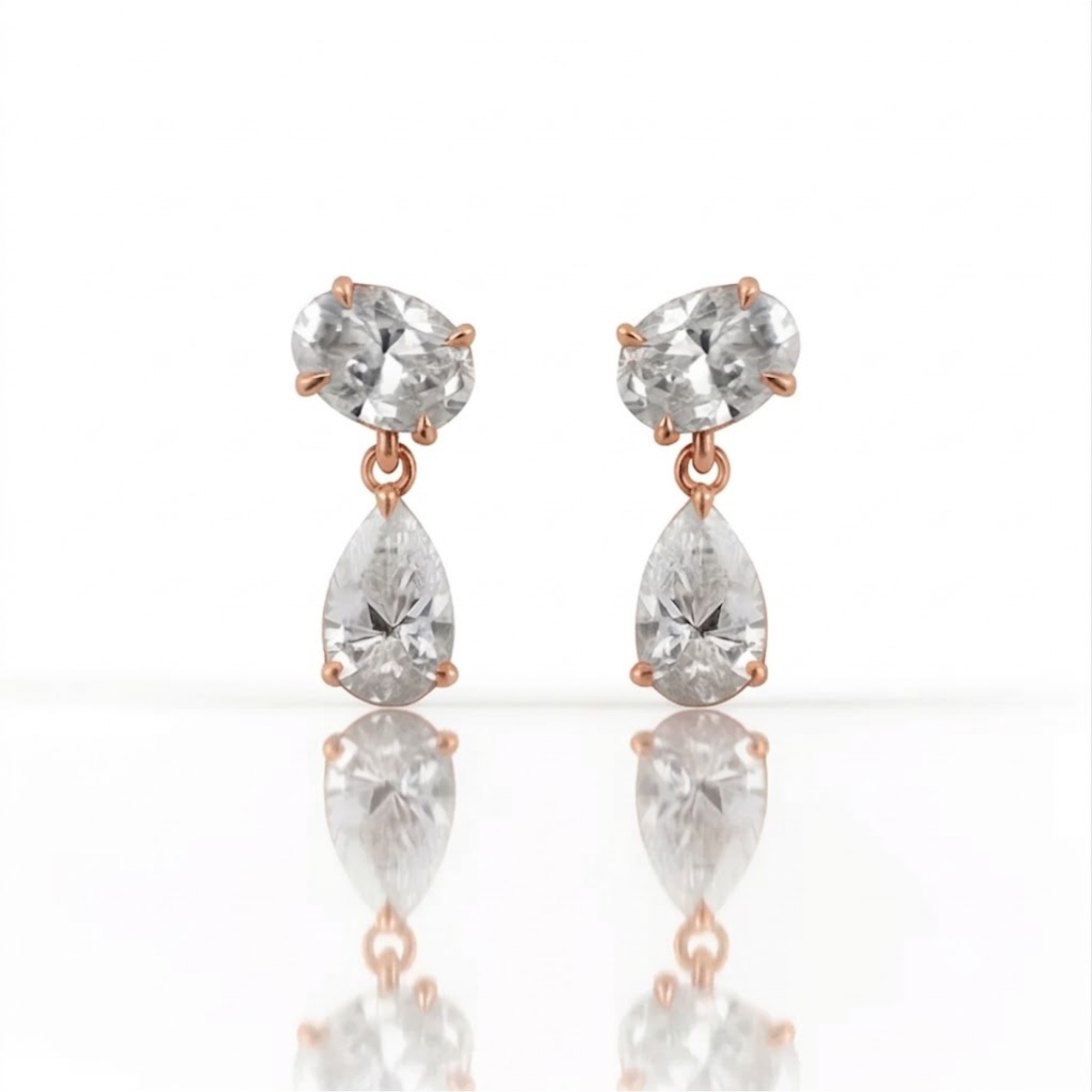 14K Marquise- und birnenförmige, im Labor gezüchtete Diamant-Hängeohrringe