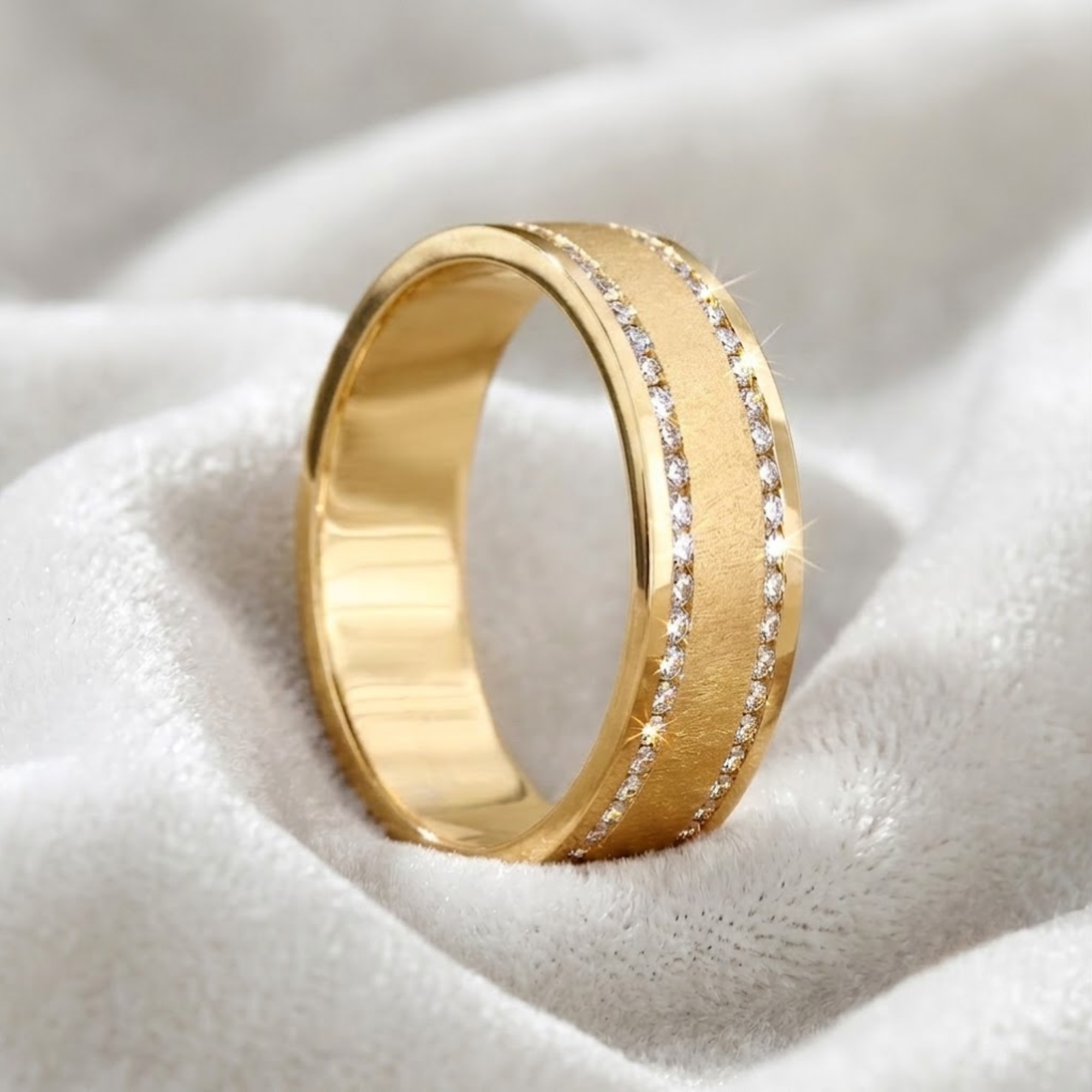 14K Gold 0.68 TCW runder im Labor gezüchteter Diamant-Ehering für Herren