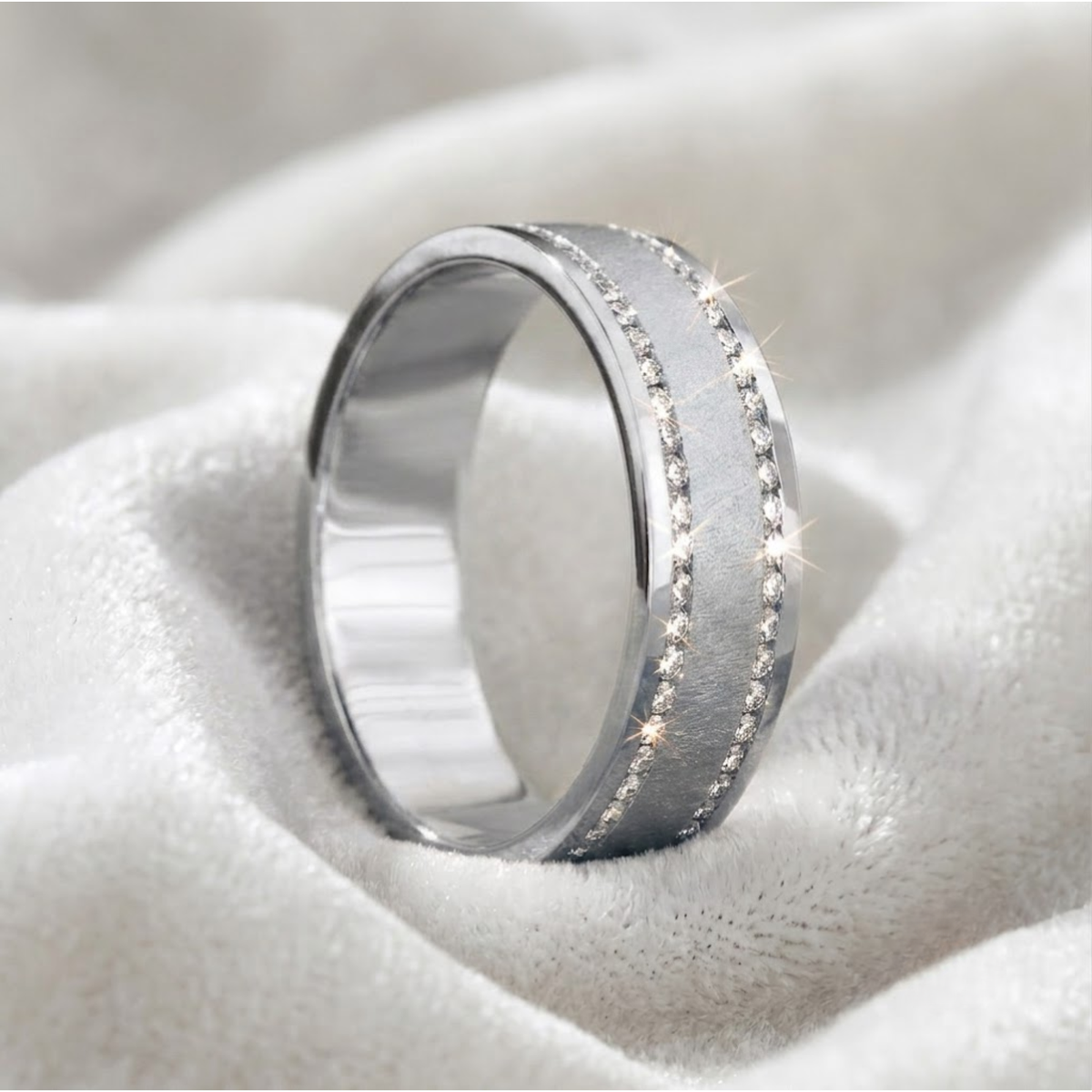 14K Gold 0.68 TCW runder im Labor gezüchteter Diamant-Ehering für Herren