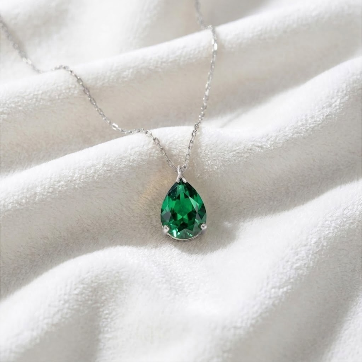 May Birthstone Pendant Emerald Necklace