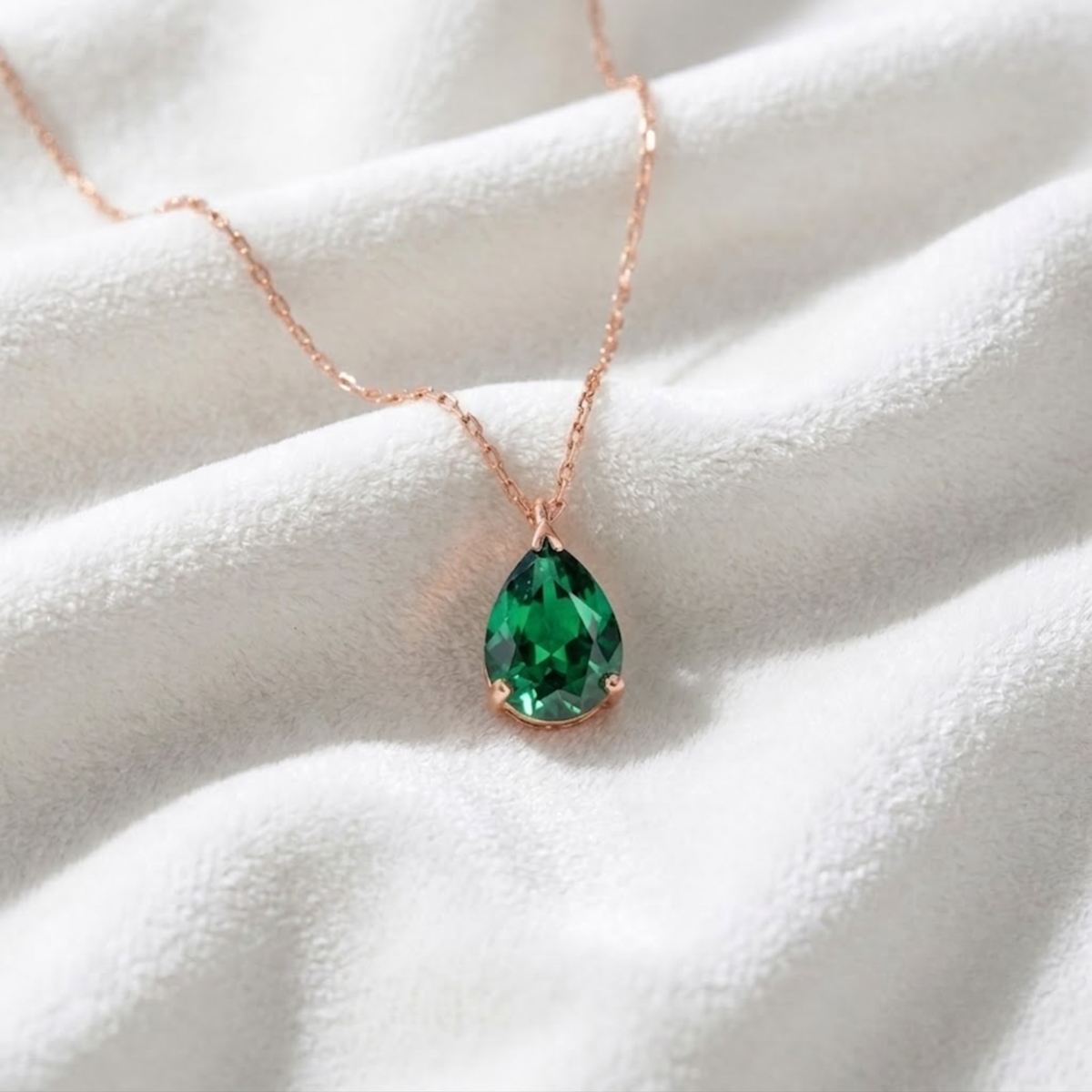 May Birthstone Pendant Emerald Necklace
