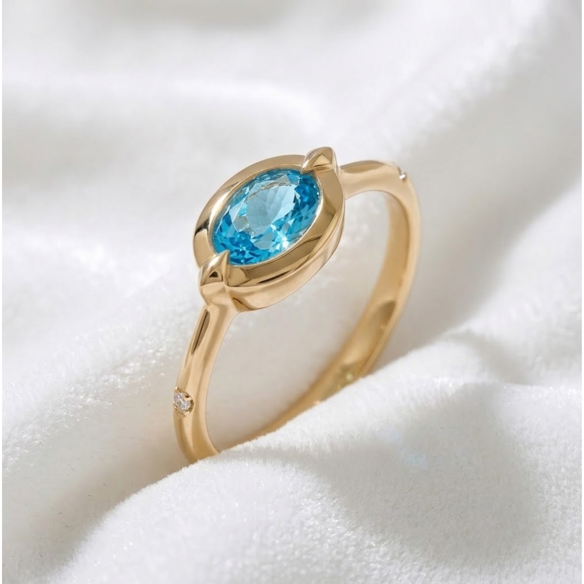 Solitaire Chunky Blue Topaz Anniversary Ring