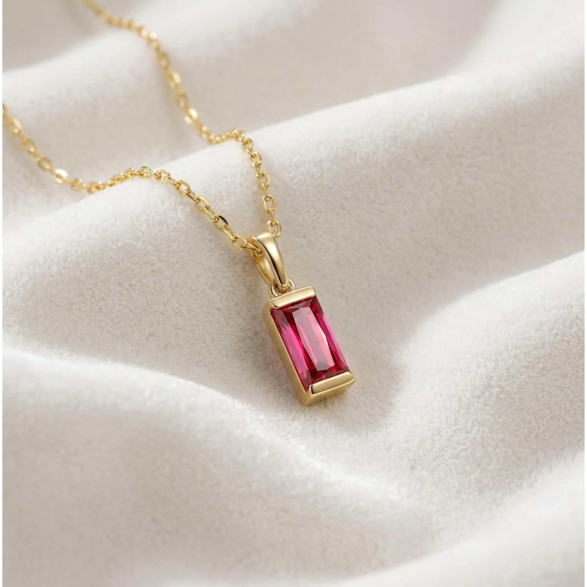 Ruby Baguette Necklace & Pendant