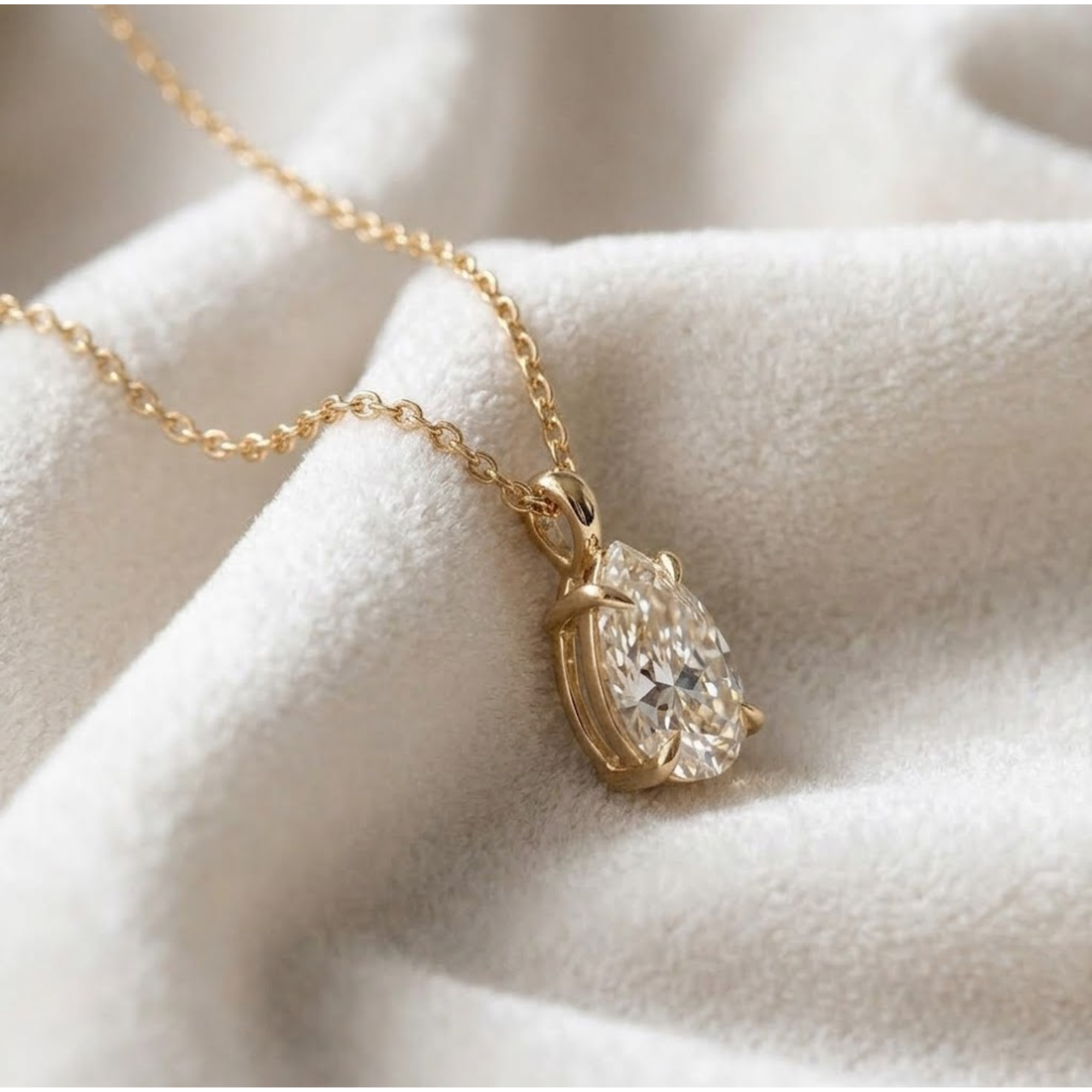 Gold Pear Cut Diamond Pendant