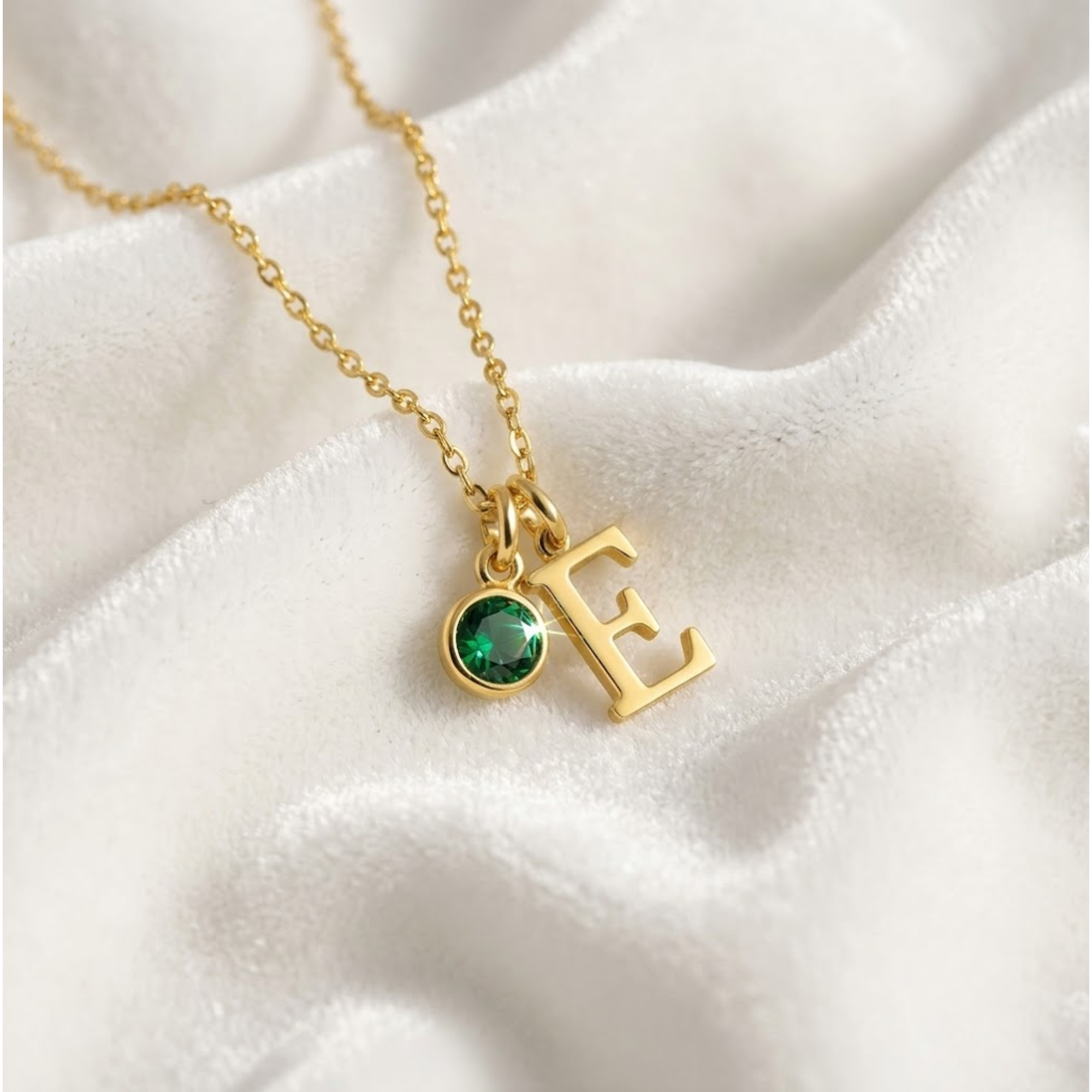 Initial Necklace with Birthstone Custom Initial Necklace