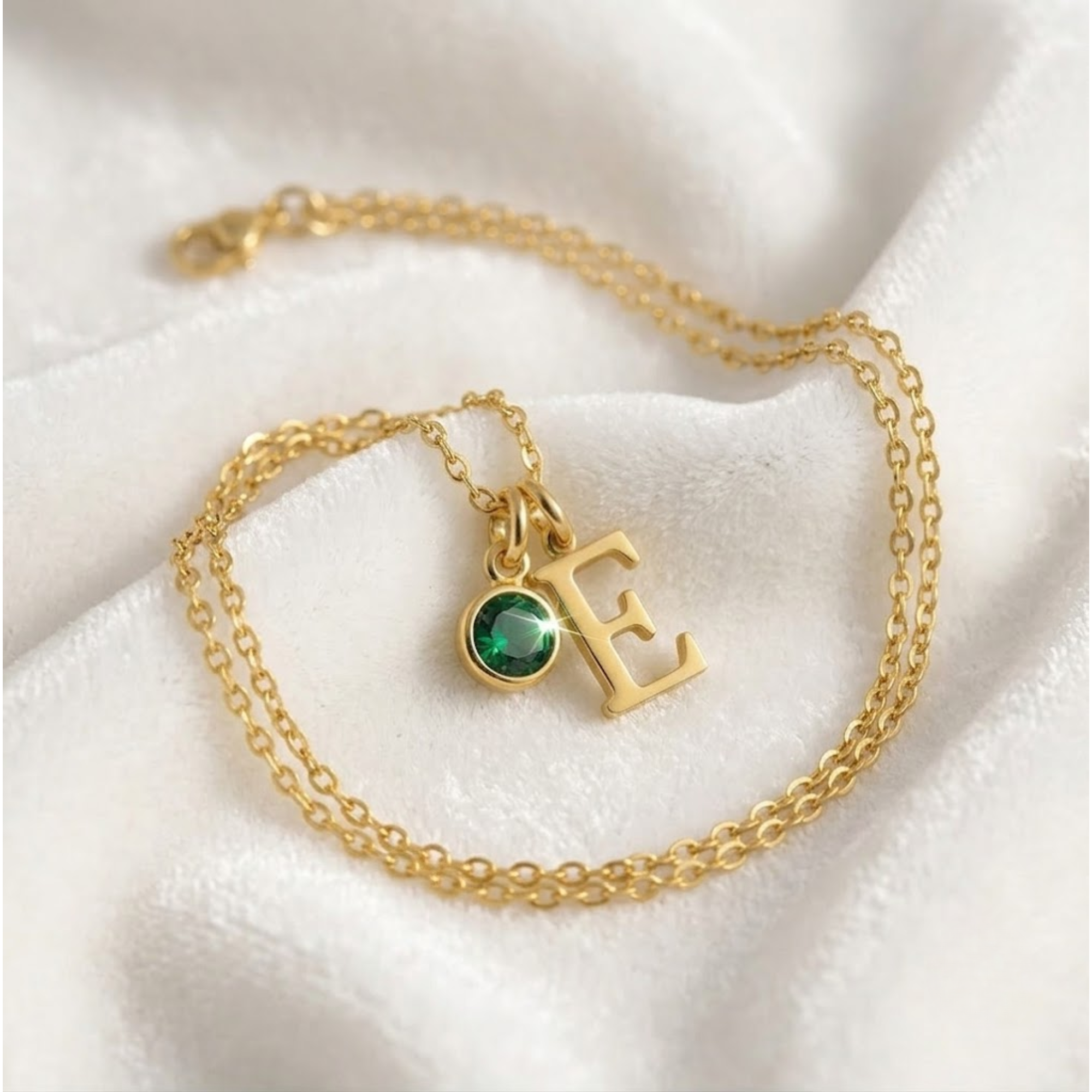 Initial Necklace with Birthstone Custom Initial Necklace